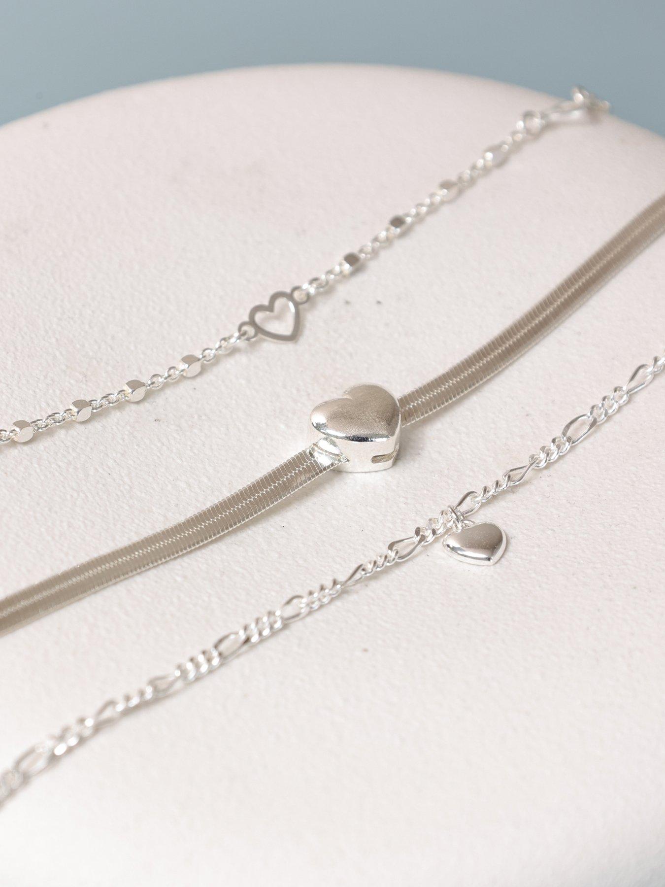 Image 3 of 4 of Simply Silver Sterling Silver 925 Polished Heart Station Bracelet