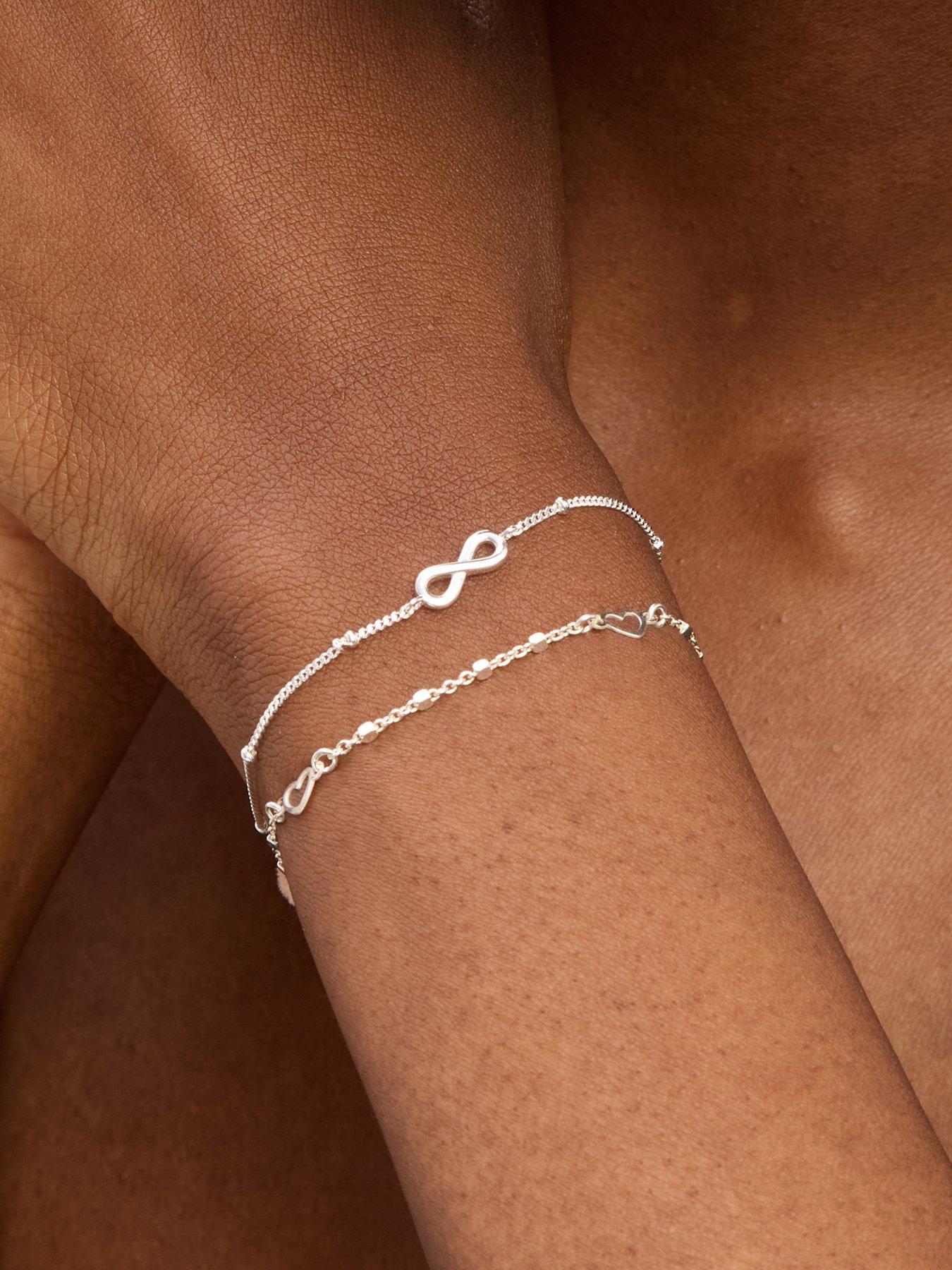 Image 4 of 4 of Simply Silver Sterling Silver 925 Polished Heart Station Bracelet