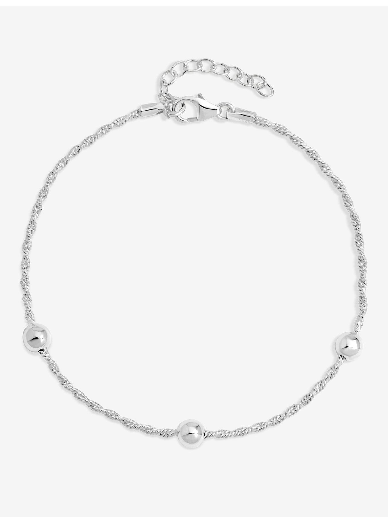 undefined Simply Silver Sterling Silver 925 Polished Station Allway Bracelet