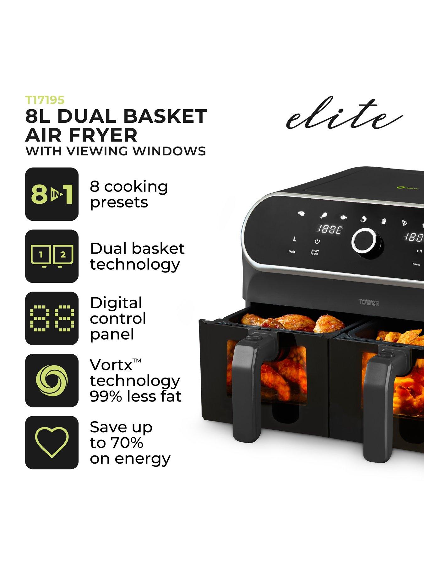 Image 2 of 7 of Tower T17195 Elite Dual Basket Air Fryer - Graphite Grey