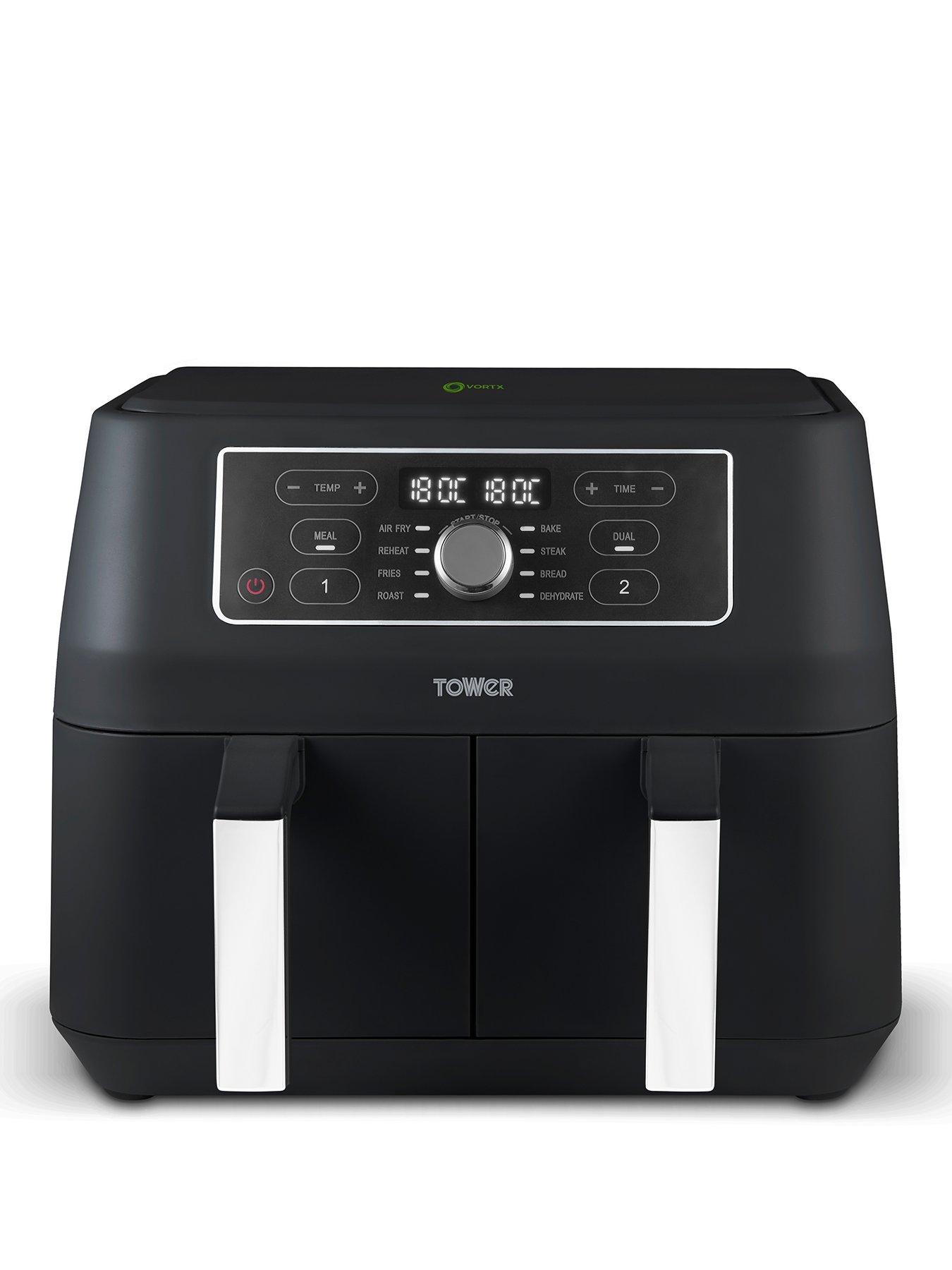 tower-vortx-8l-dual-basket-air-fryer-digital-control-panel-black