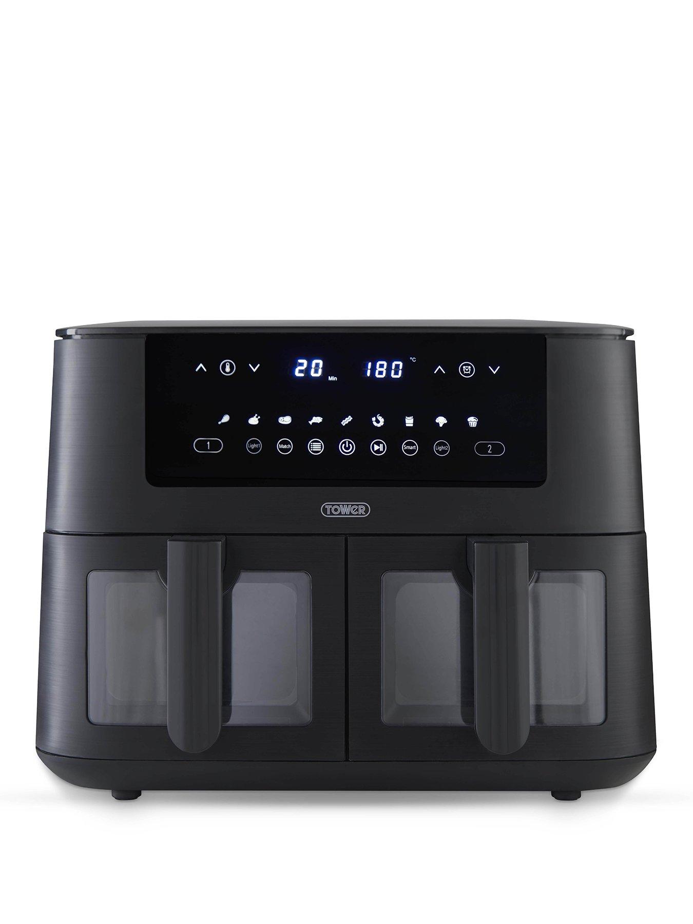 tower-vortx-8l-dual-basket-air-fryer-with-viewing-windows-black
