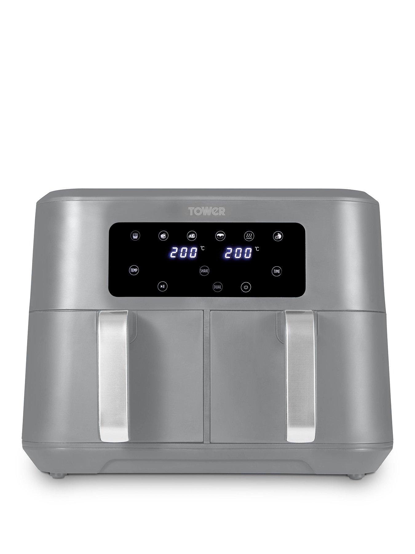 Image 1 of 7 of Tower T17137CGRY Vortx Dual Basket Air Fryer - Grey with Chrome Trim