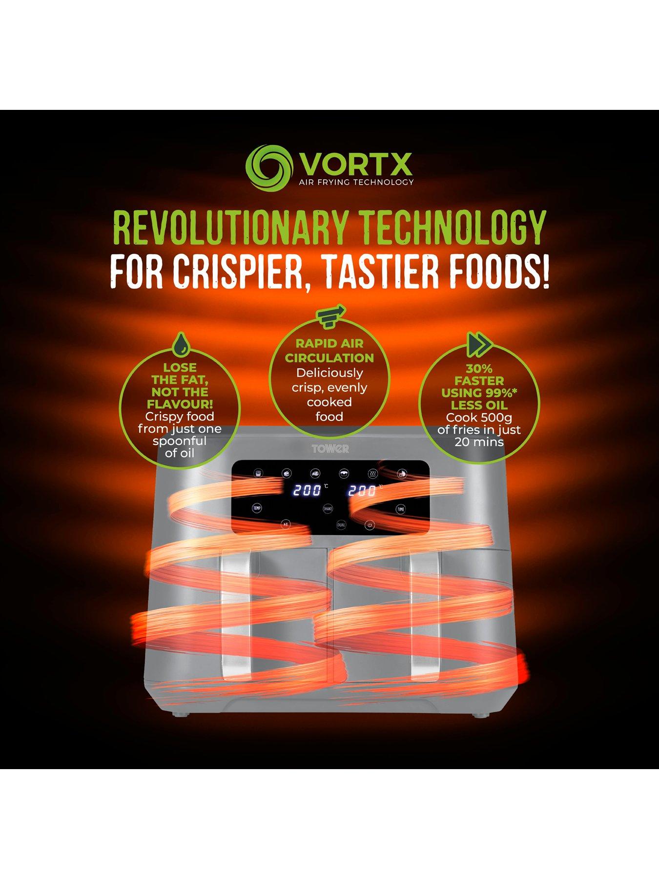  image of tower-vortx-85l-dual-basket-air-fryer-two-425l-baskets-grey