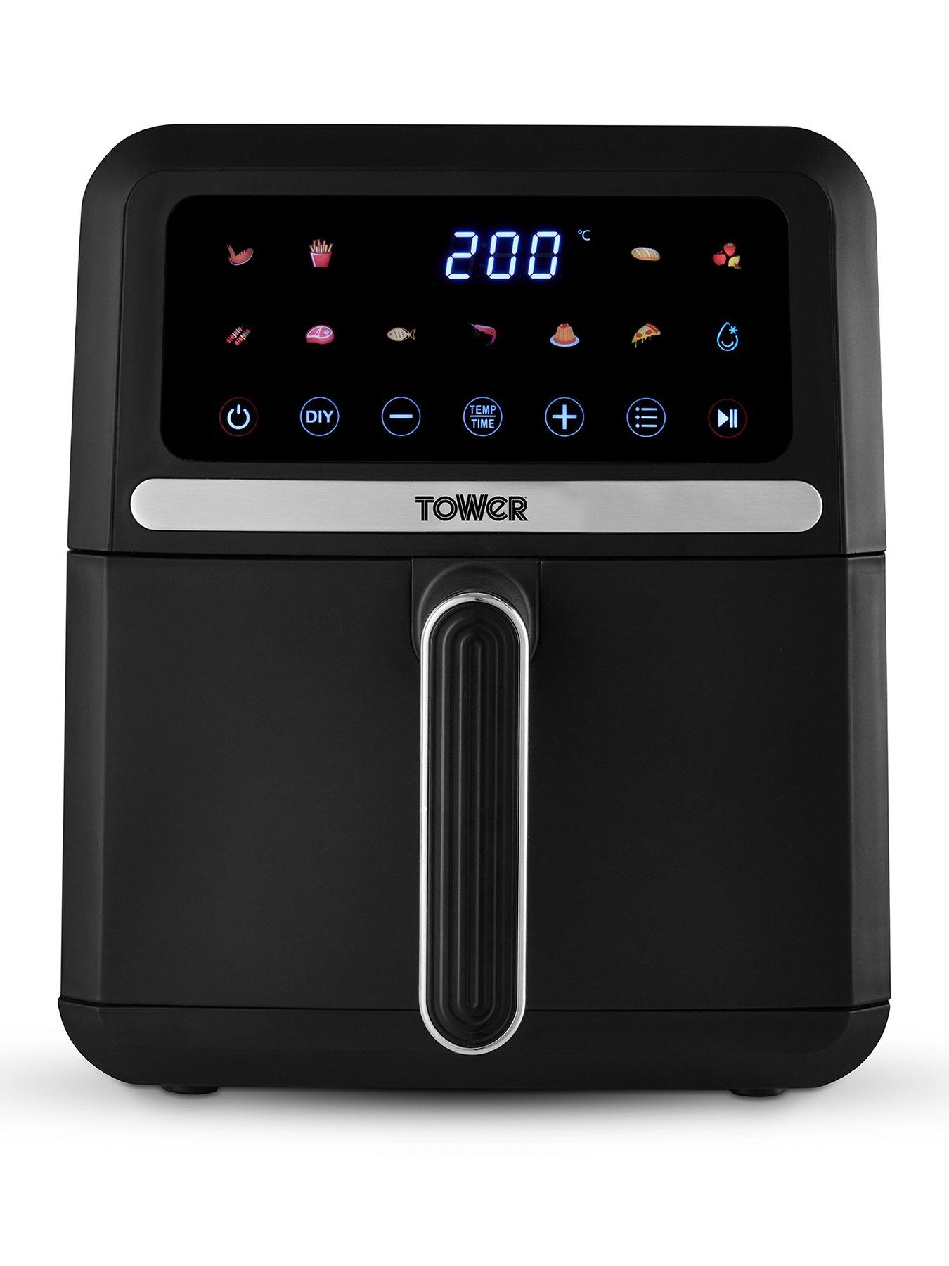 image of tower-t17186-vortx-digital-air-fryer-space-saving-design-1500w-5l-black