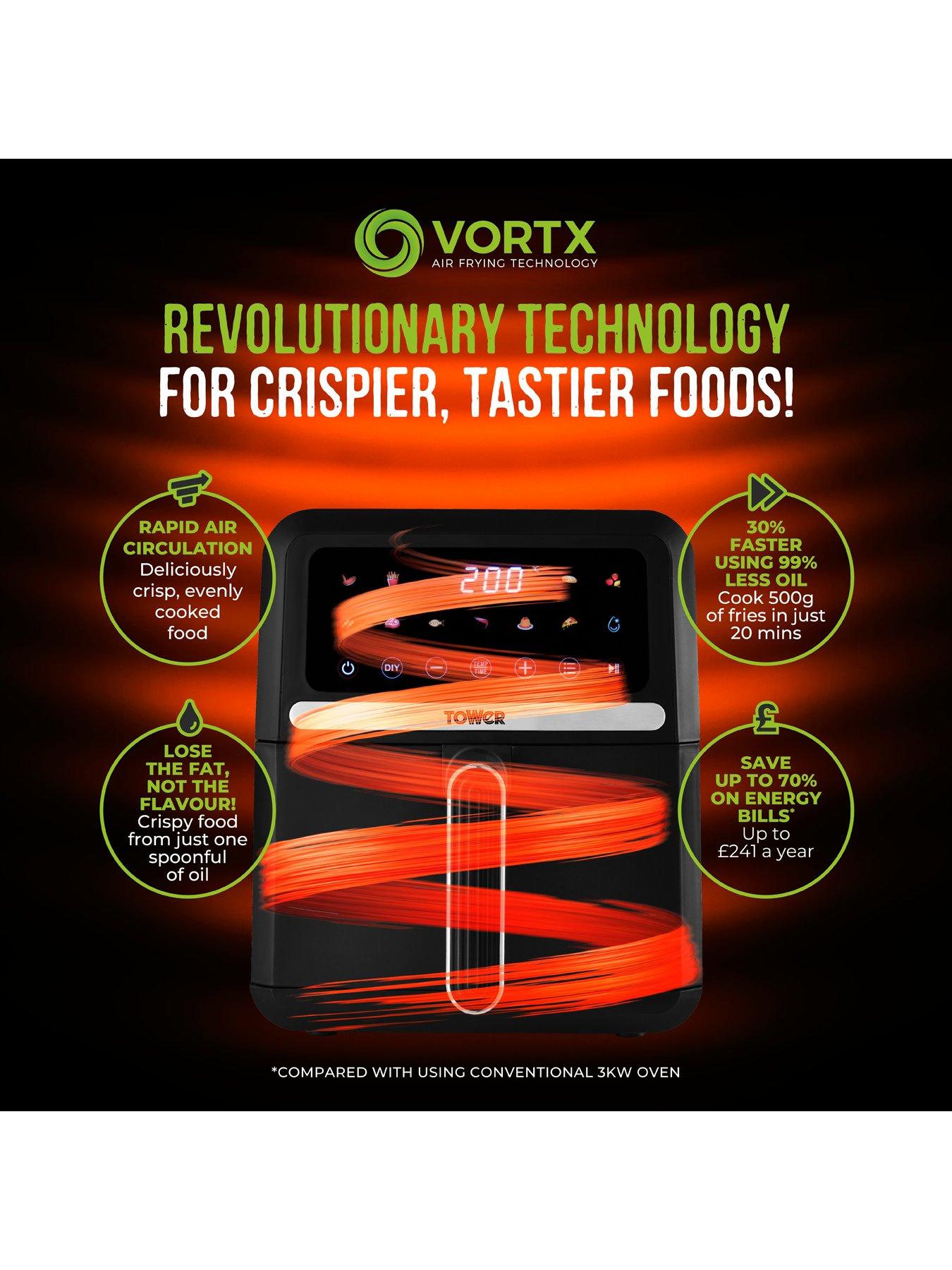  image of tower-t17186-vortx-digital-air-fryer-space-saving-design-1500w-5l-black