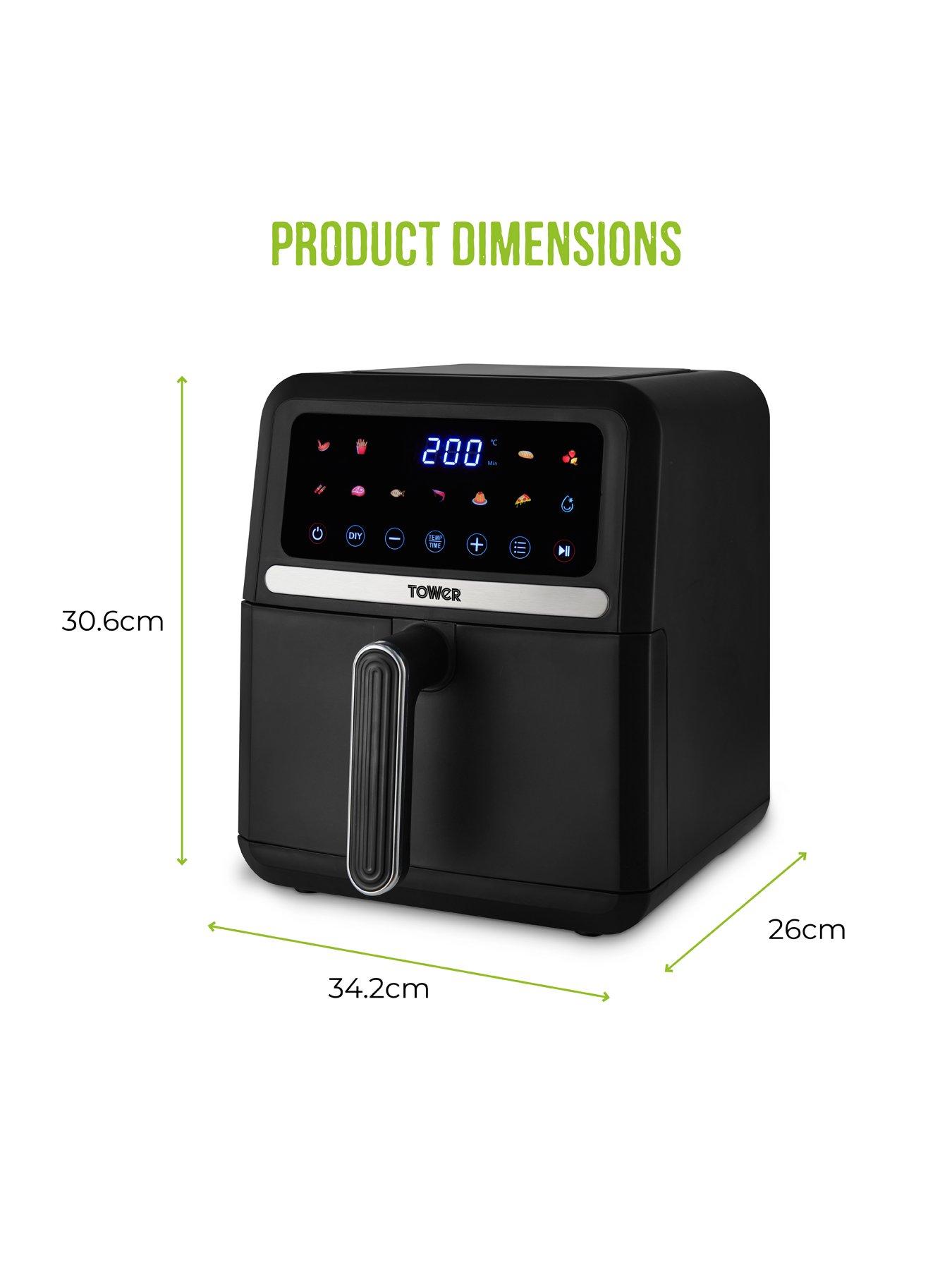  image of tower-t17186-vortx-digital-air-fryer-space-saving-design-1500w-5l-black