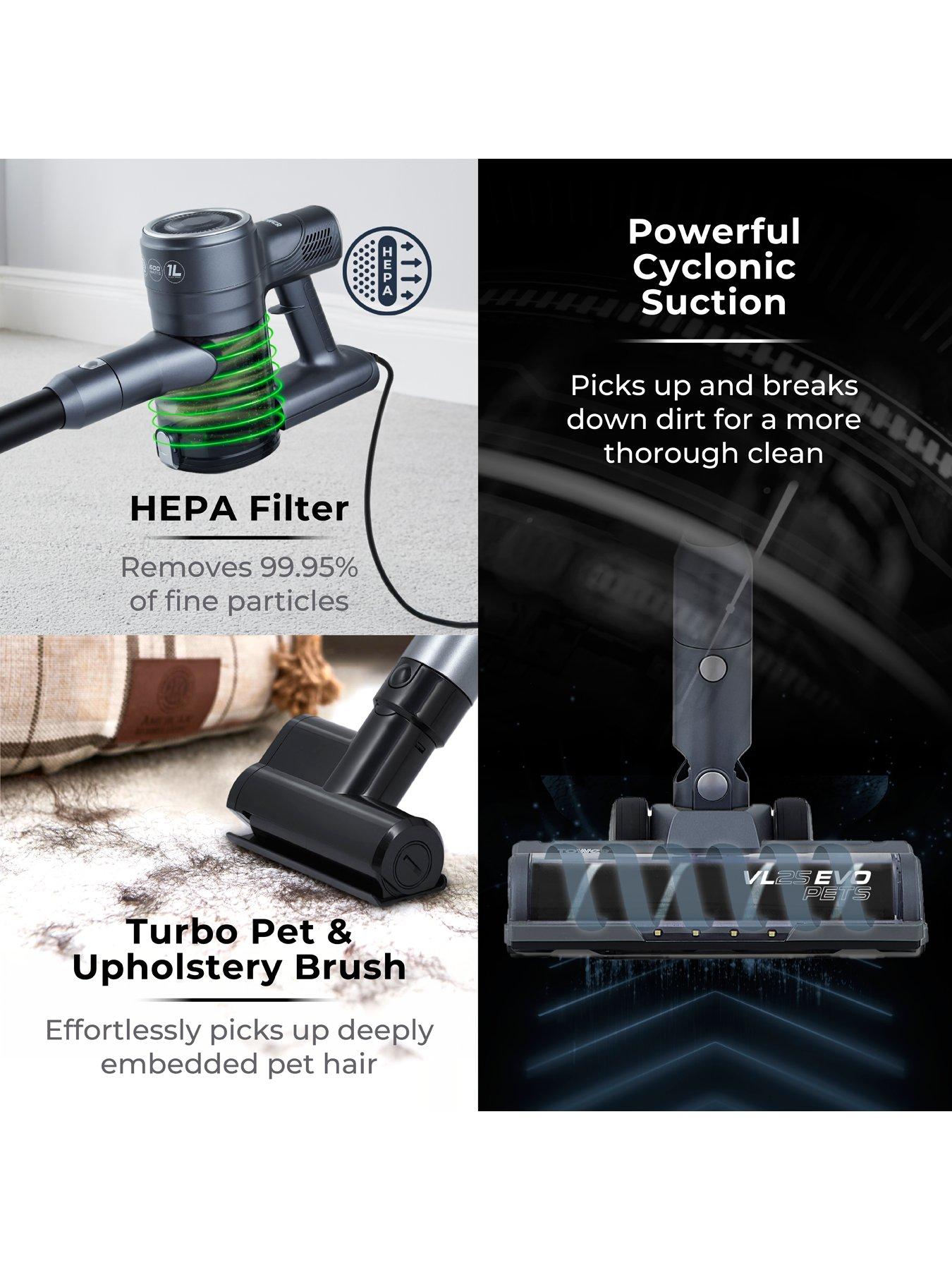  image of tower-t513007-vl25-pet-anti-tangle-corded-stick-vacuum-cleaner-black-silver