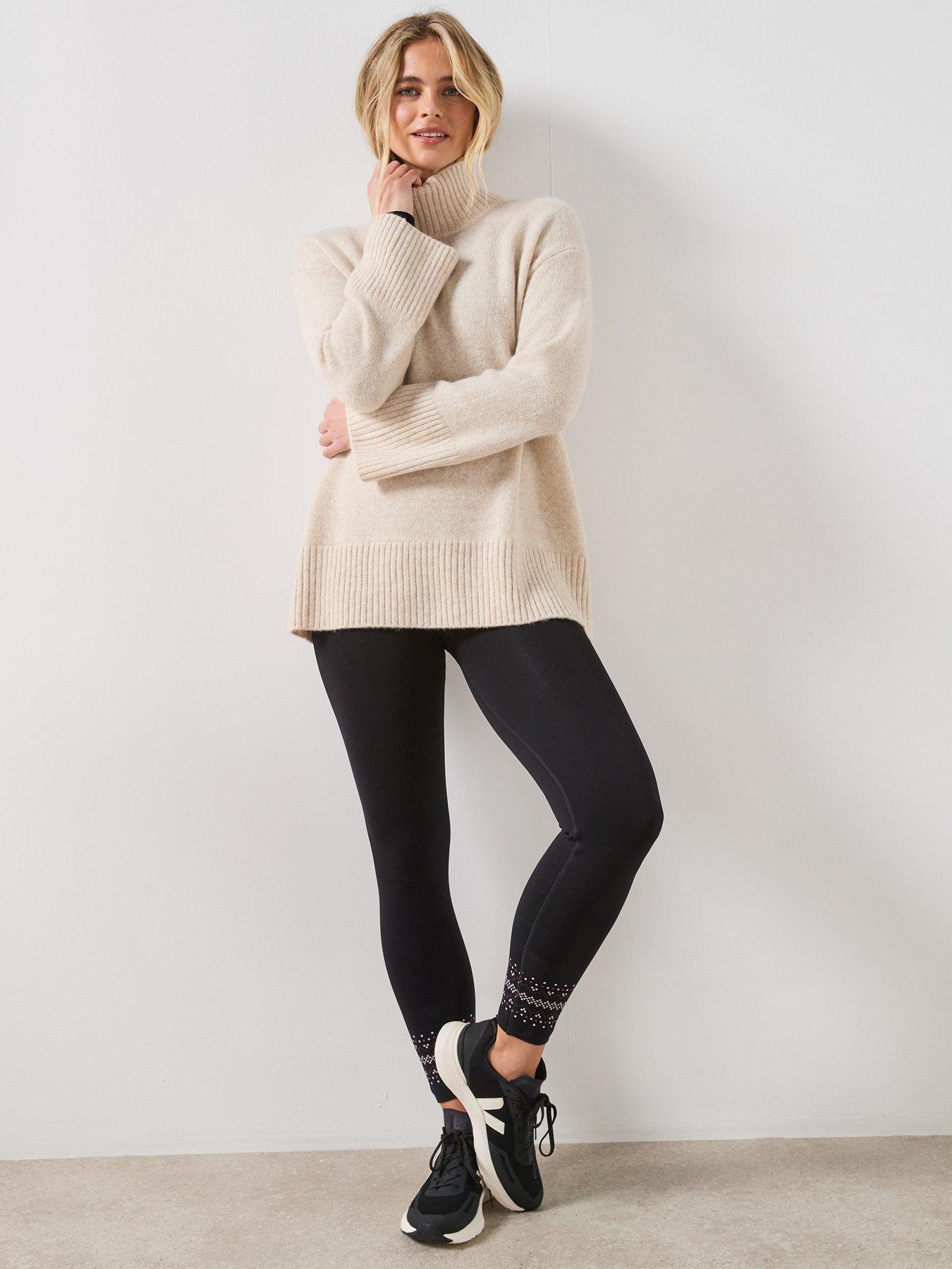 Image 3 of 5 of Sweaty Betty Alpine Wool Funnel Neck Jumper - Beige