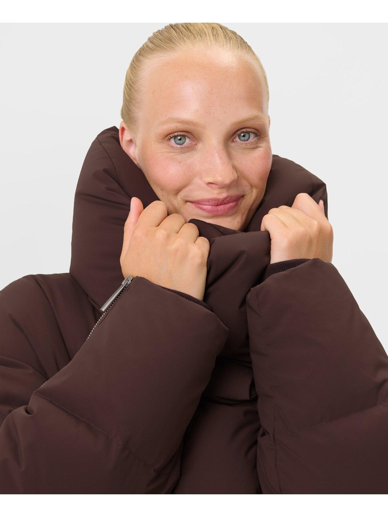  image of sweaty-betty-nimbus-cloudweight-longline-puffer-coat-brown