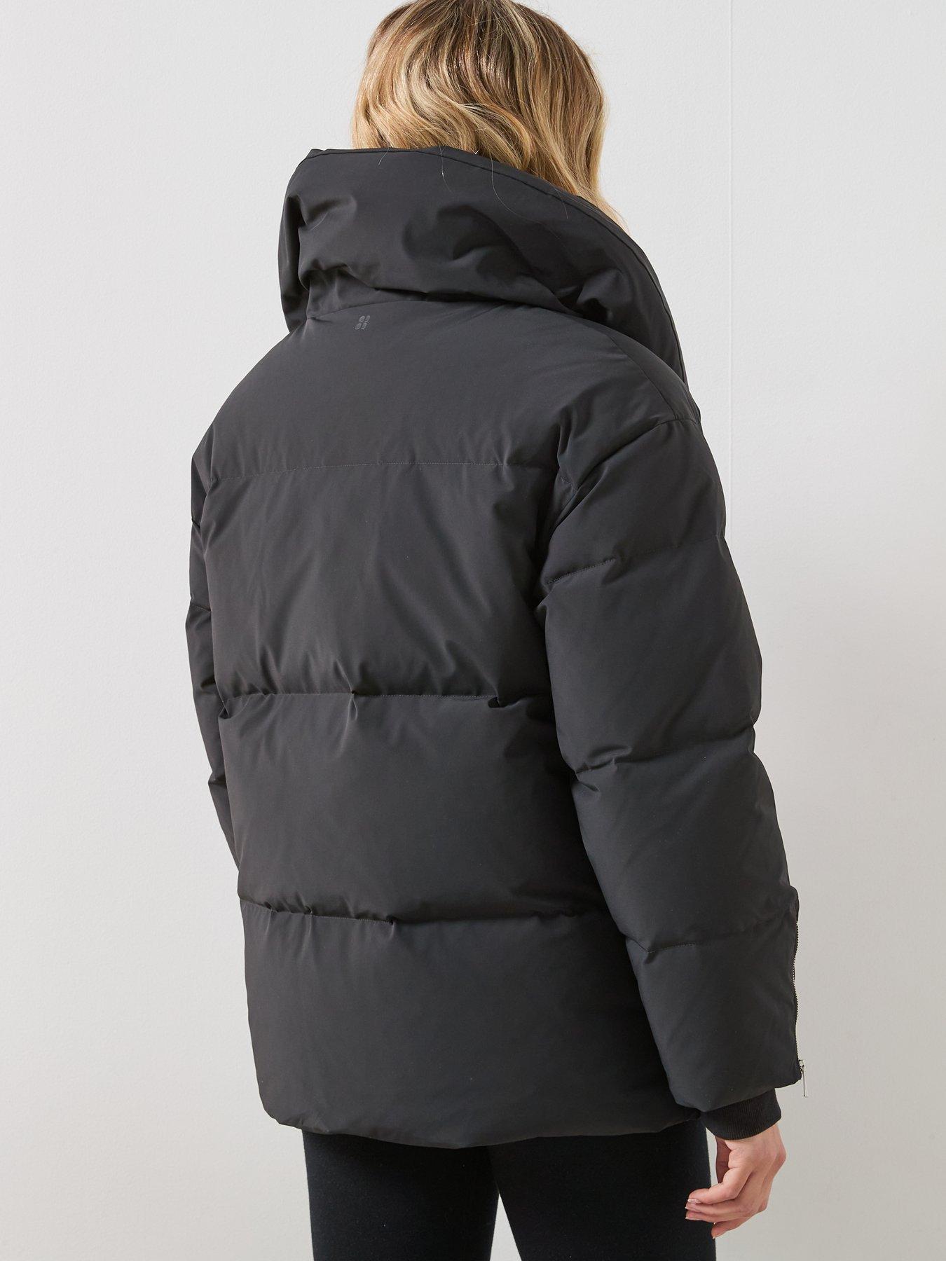Image 2 of 6 of Sweaty Betty Nimbus Cloud Funnel-Neck Shell-Down Puffer Jacket - Black