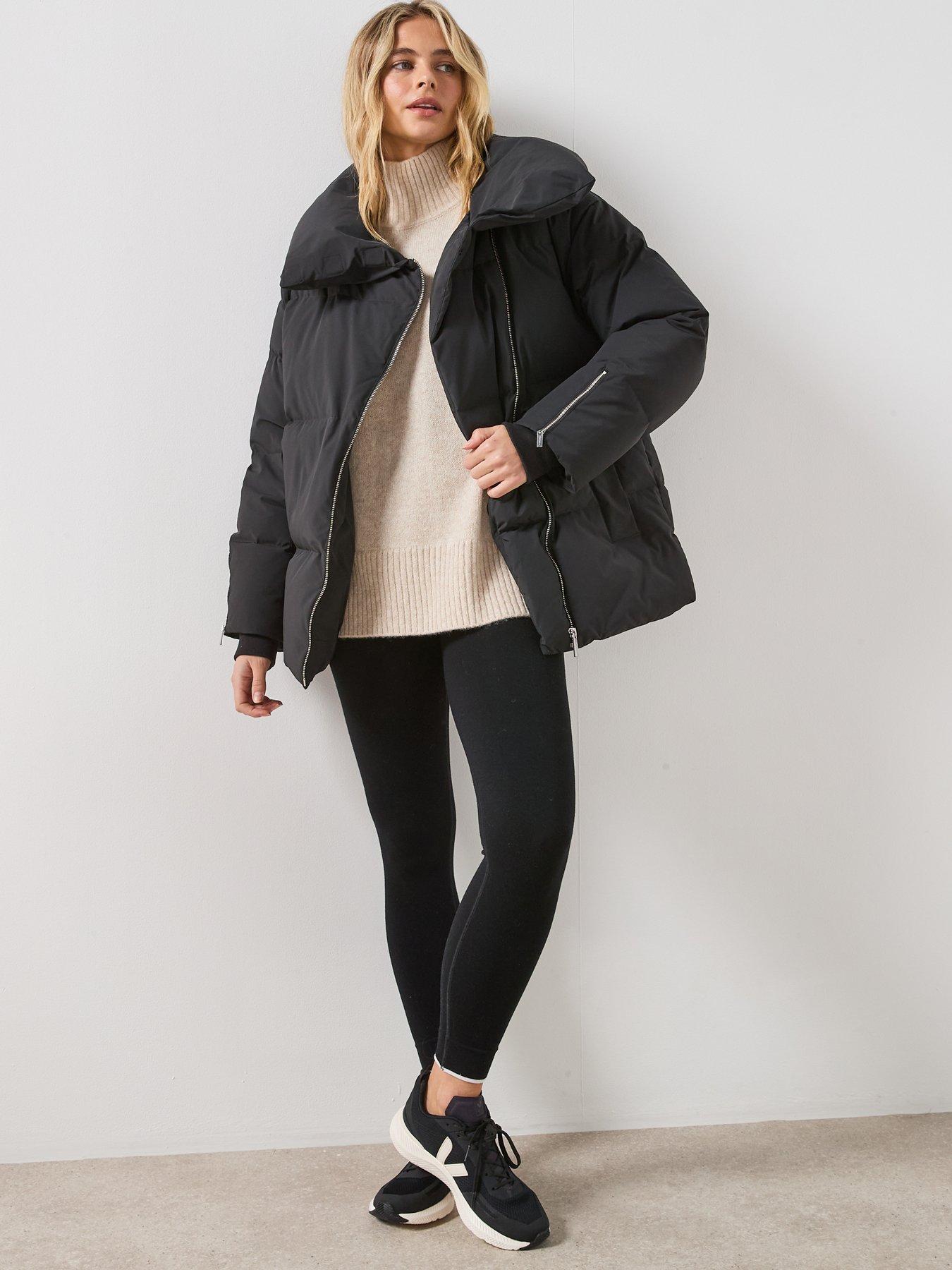 Image 3 of 6 of Sweaty Betty Nimbus Cloud Funnel-Neck Shell-Down Puffer Jacket - Black