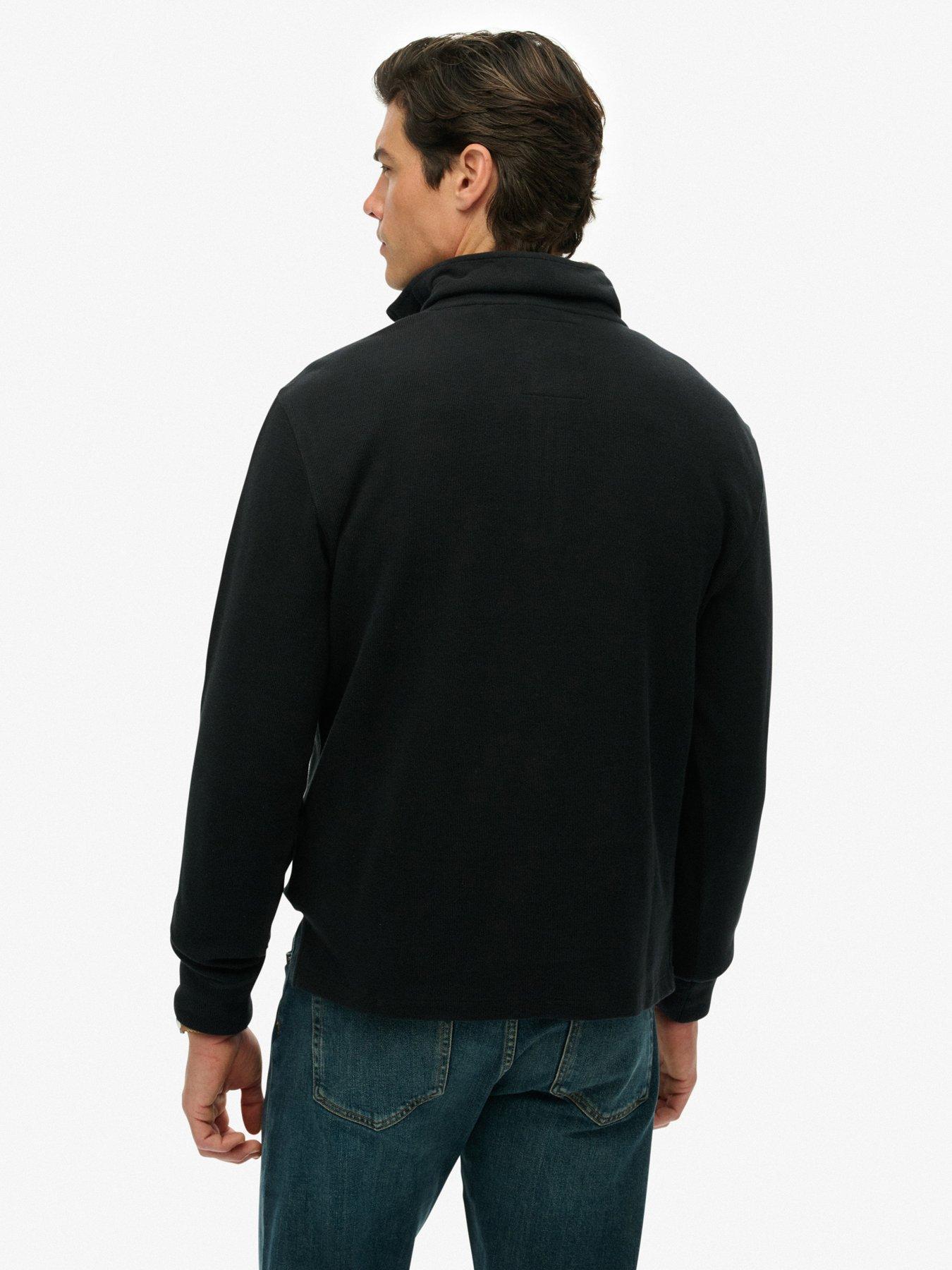  image of superdry-rib-half-zip-sweat-black