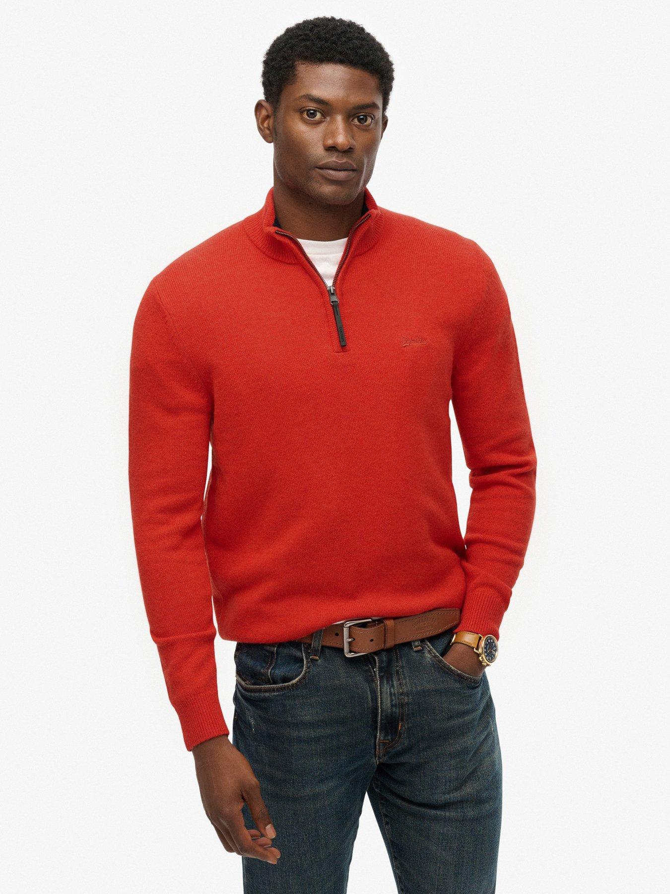 Superdry Wool Blend Half Zip Knitted Jumper - Red