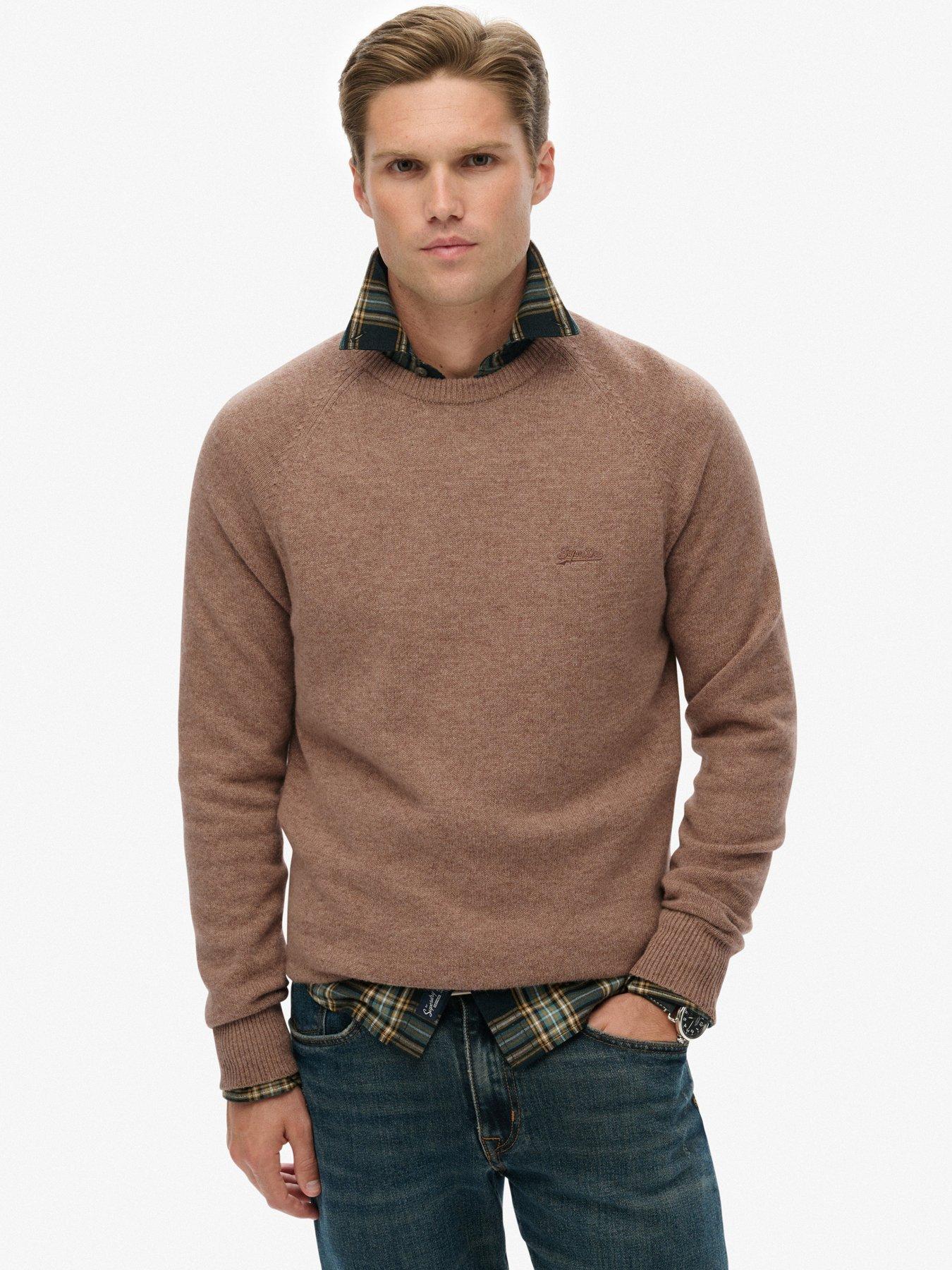 Superdry Wool Blend Knitted Jumper - Brown