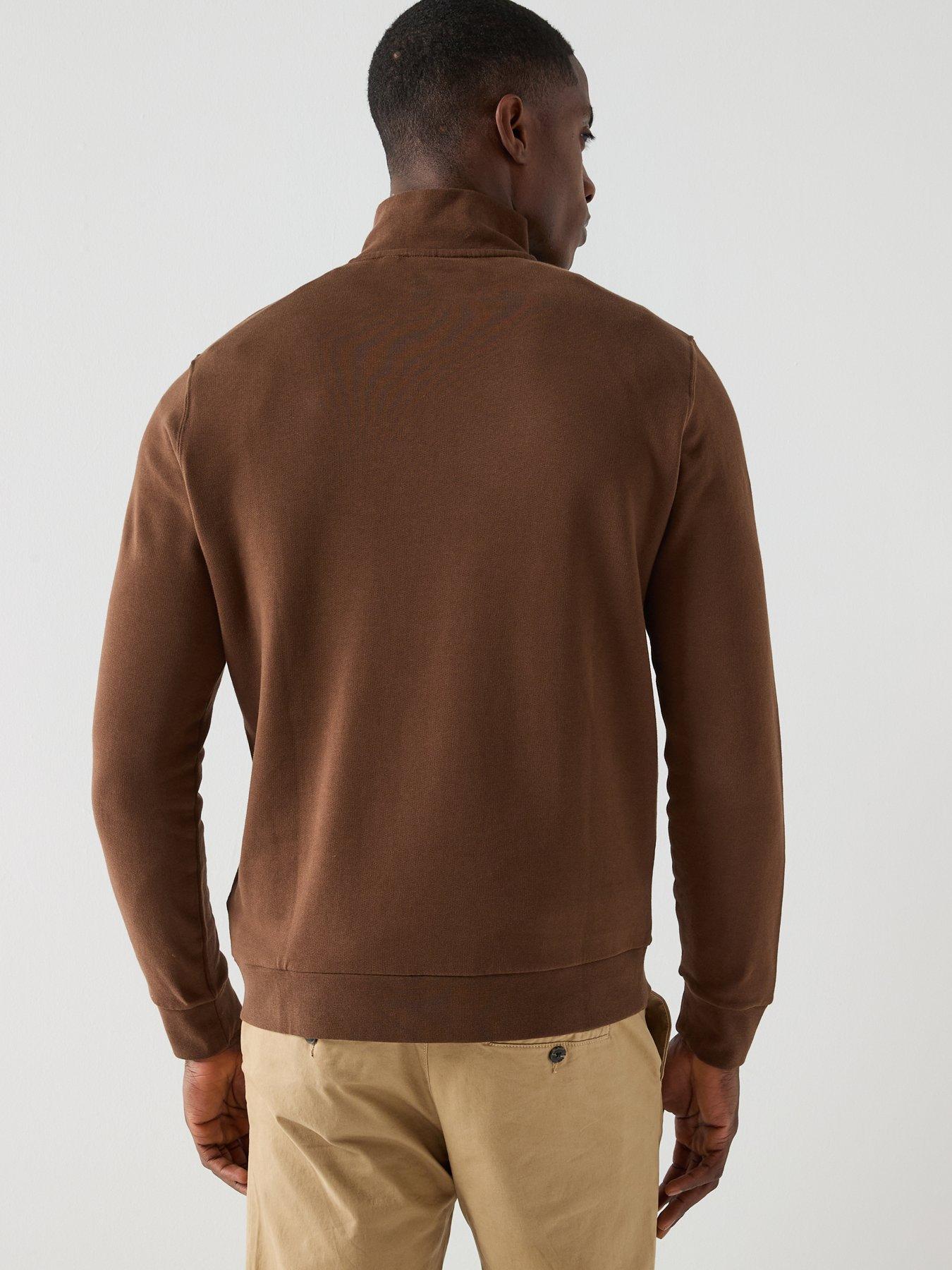 stillFront image of lyle-scott-loopback-quarter-zip-sweat-top-brown