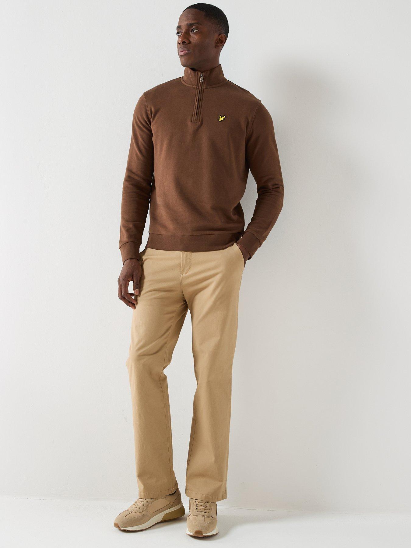  image of lyle-scott-loopback-quarter-zip-sweat-top-brown