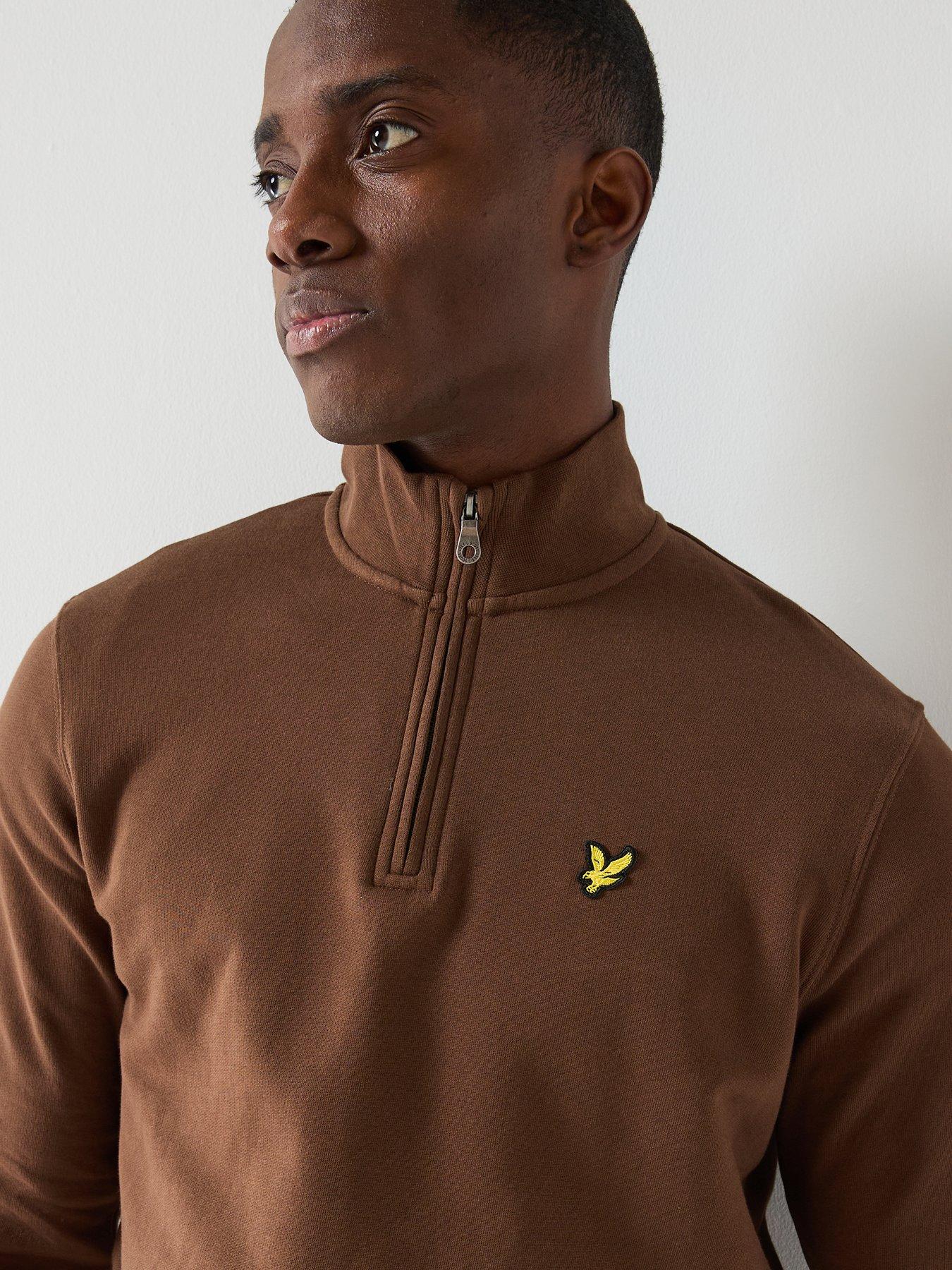  image of lyle-scott-loopback-quarter-zip-sweat-top-brown