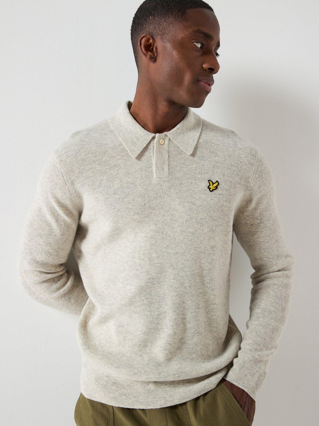 Image 1 of 5 of Lyle & Scott Lambswool Blend Rugby Jumper - Grey