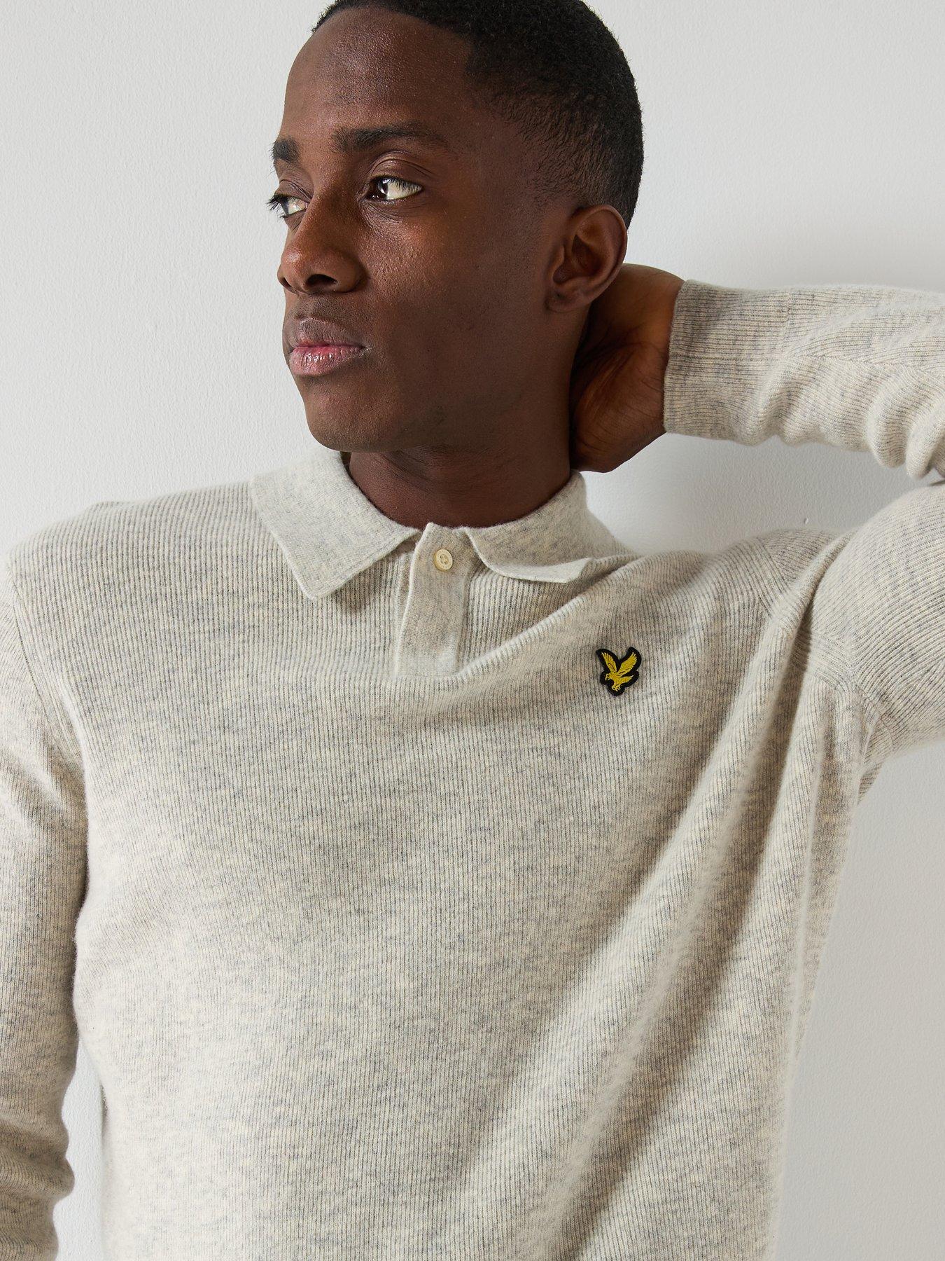 Image 4 of 5 of Lyle & Scott Lambswool Blend Rugby Jumper - Grey