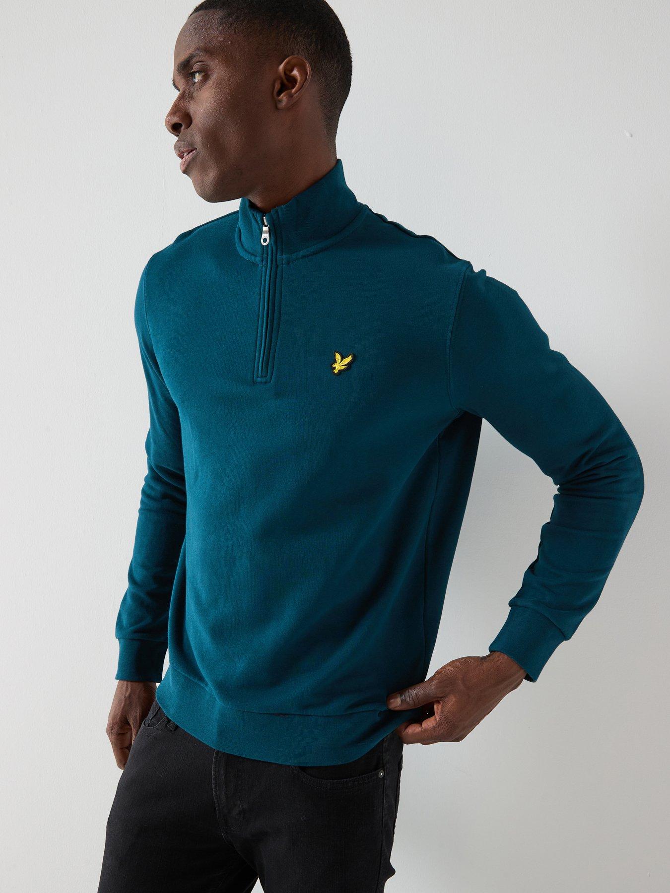 image of lyle-scott-loopback-quarter-zip-sweat-top-green