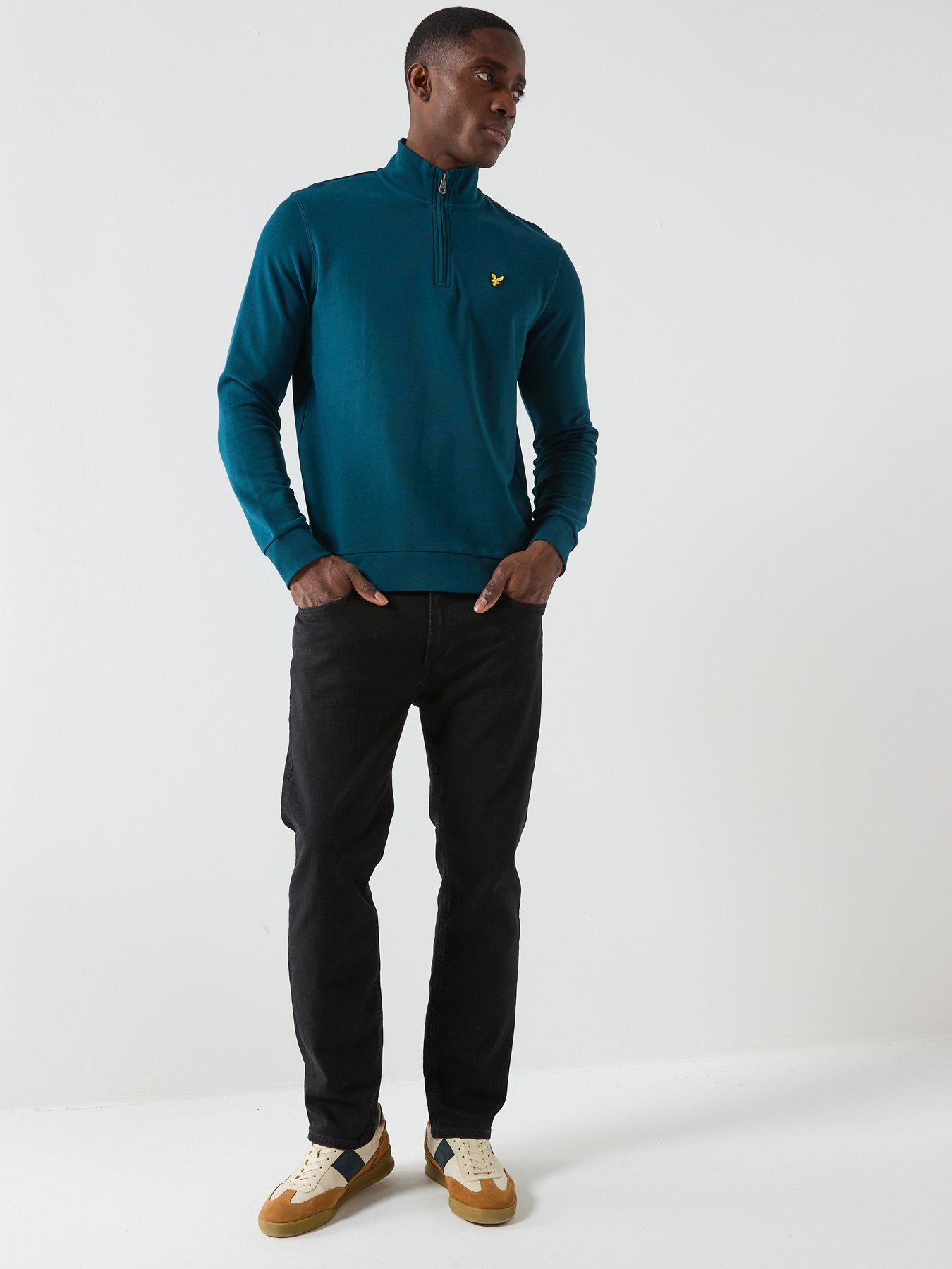  image of lyle-scott-loopback-quarter-zip-sweat-top-green