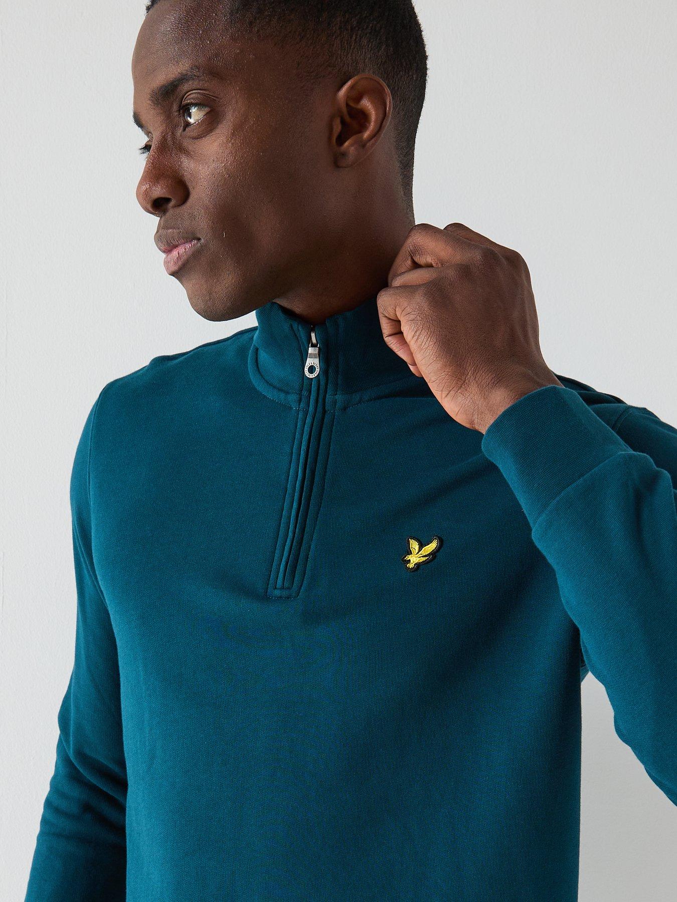  image of lyle-scott-loopback-quarter-zip-sweat-top-green
