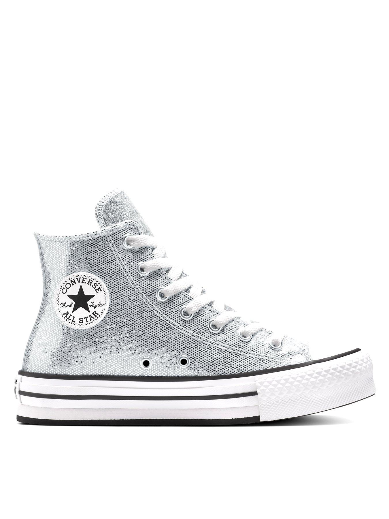 Converse Kids Chuck Taylor All Star Lift Disco Platform High Top - Silver