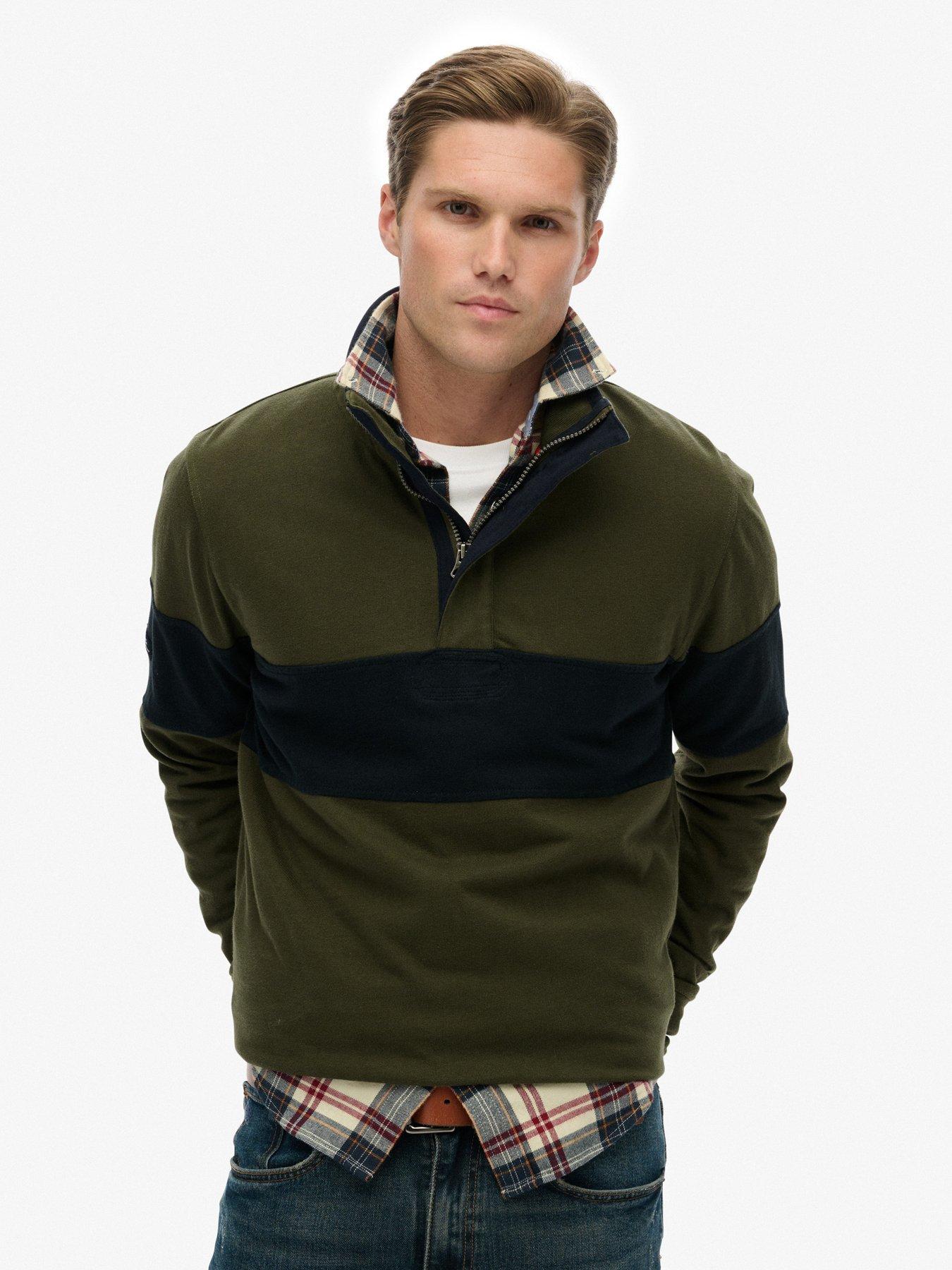 Image 1 of 6 of Superdry Classic Rugby Henley Sweat - Green