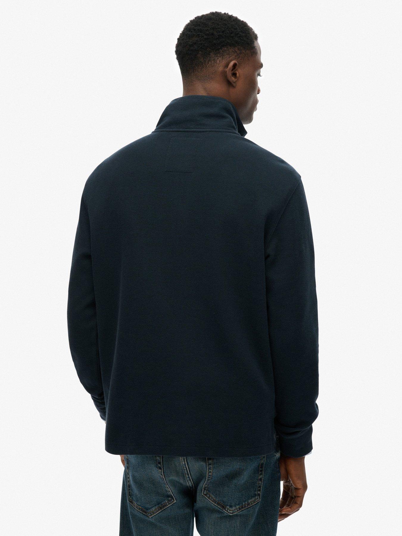  image of superdry-rib-half-zip-sweat-navy