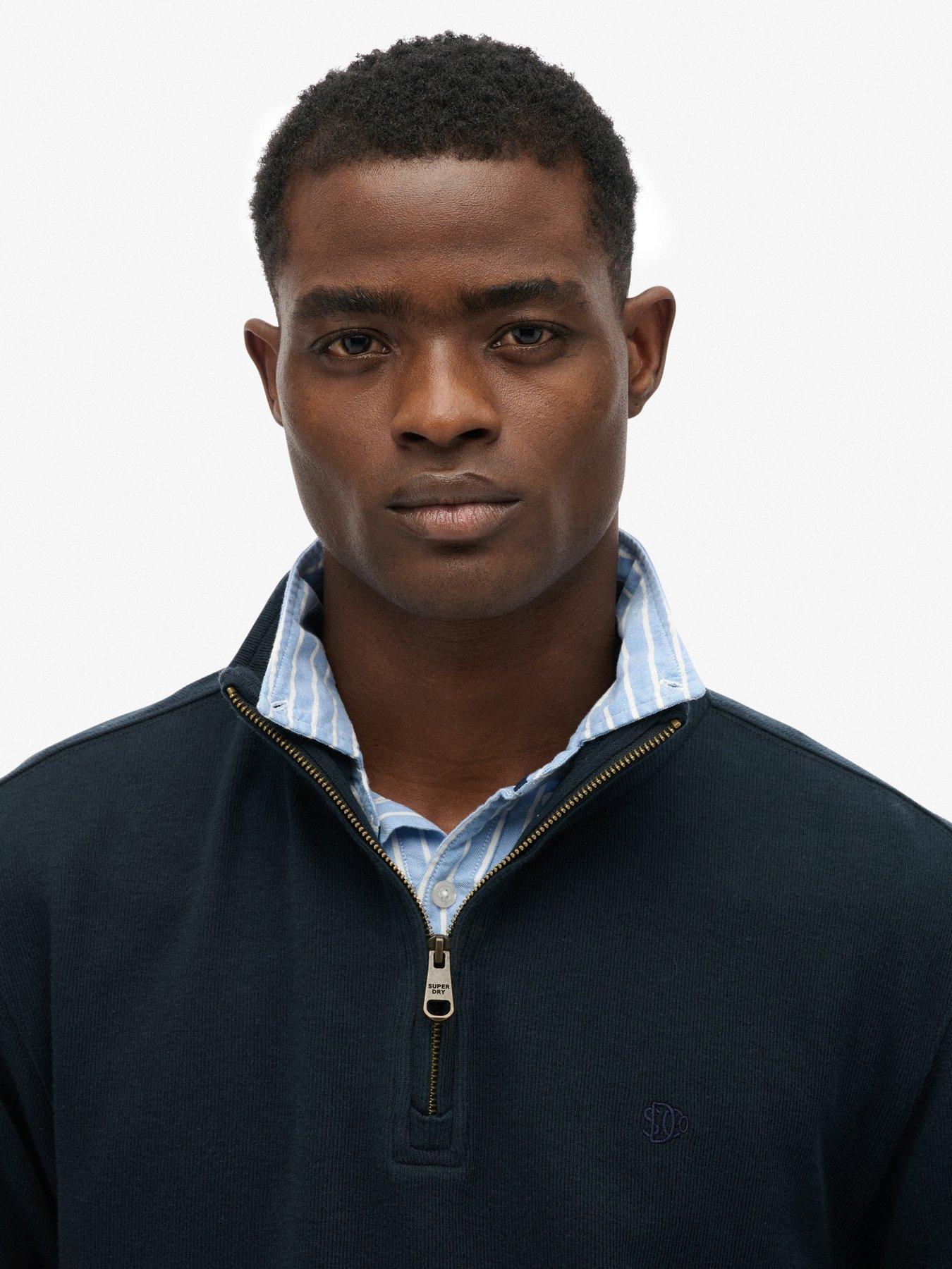  image of superdry-rib-half-zip-sweat-navy