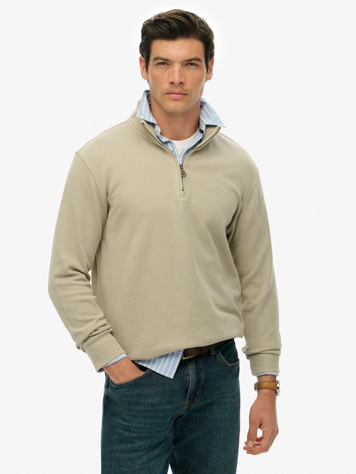 Superdry Rib Half Zip Sweat - Cream