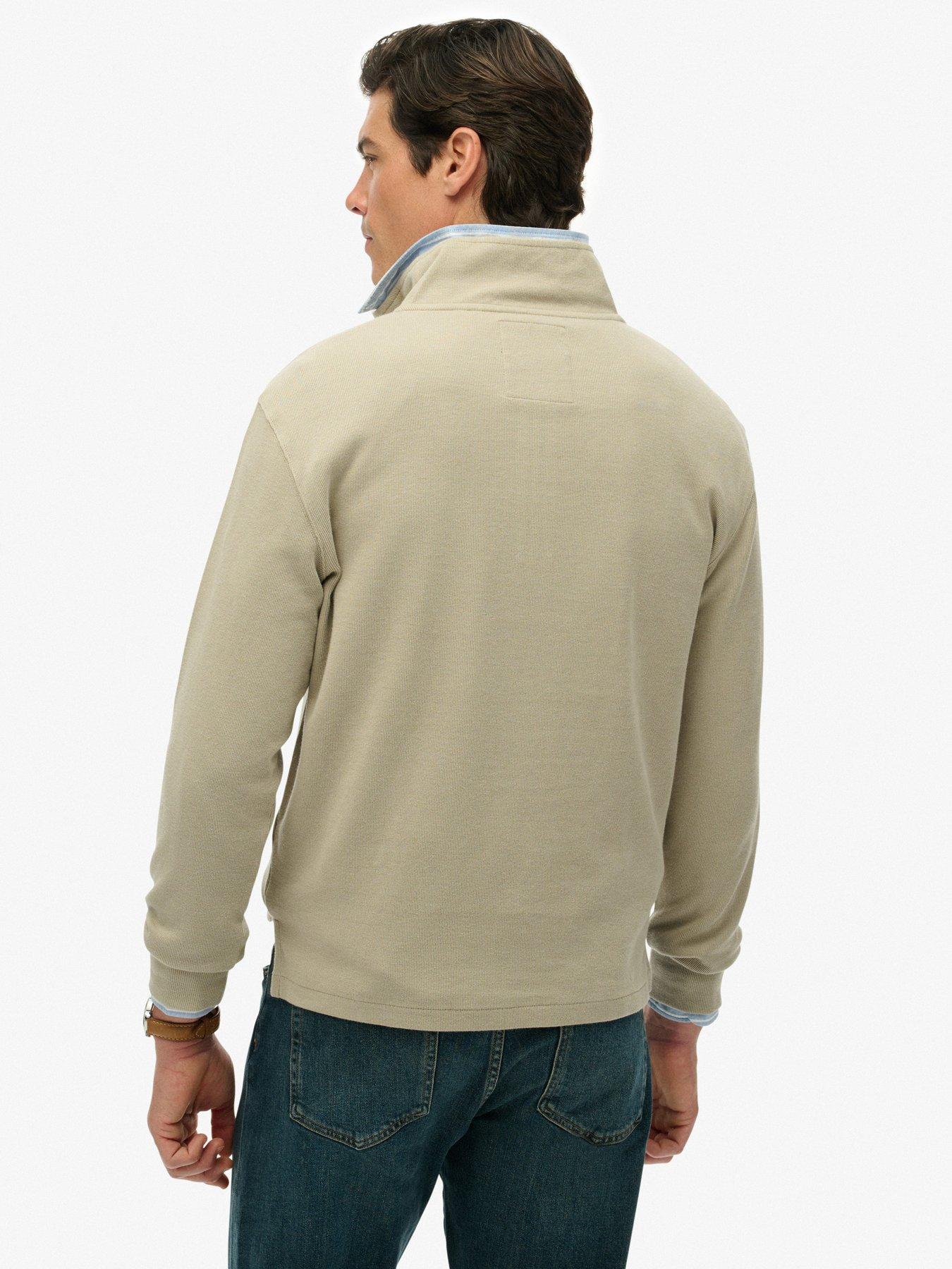  image of superdry-rib-half-zip-sweat-cream