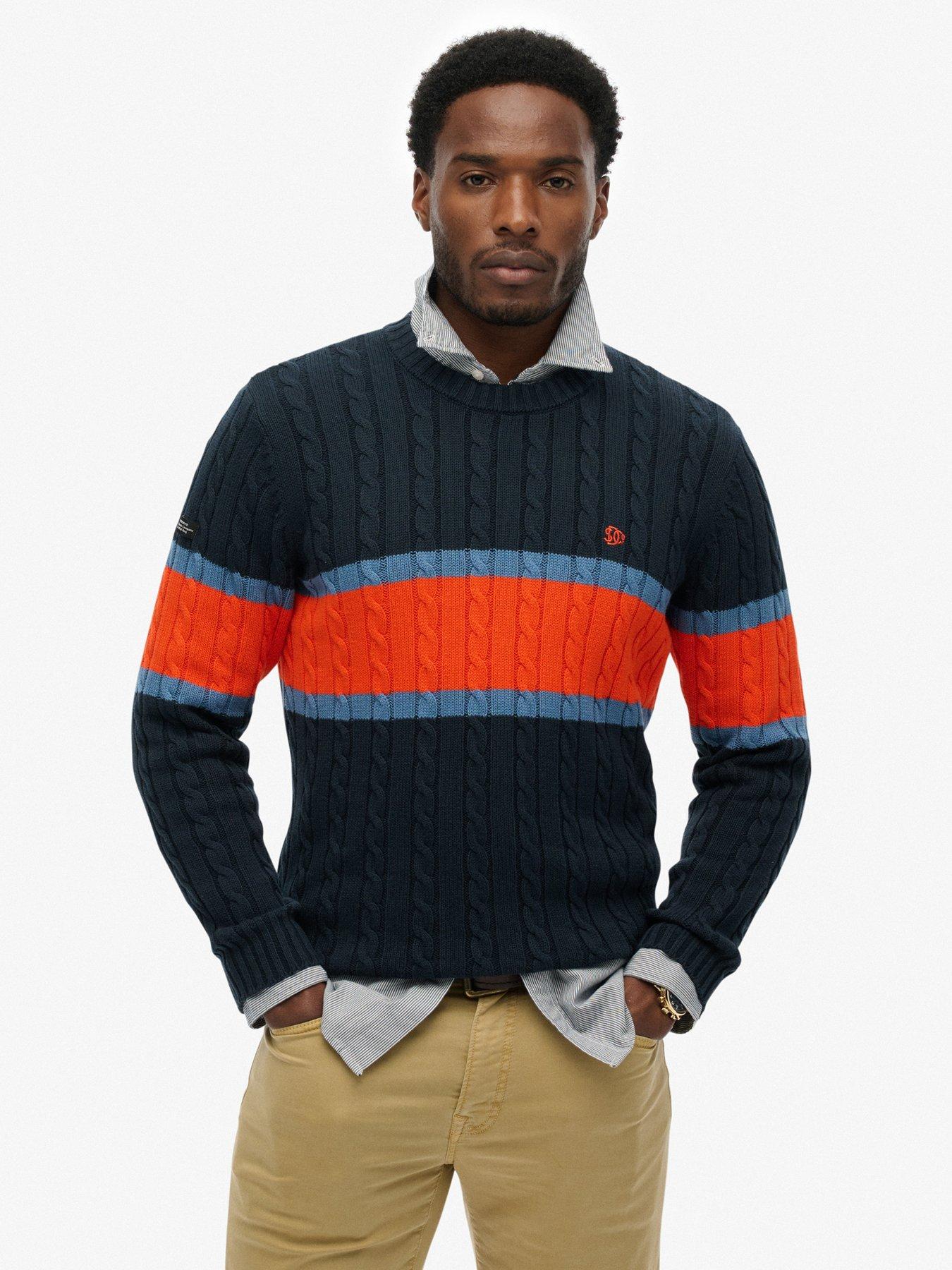 Superdry Cotton Stripe Cable Knitted Jumper