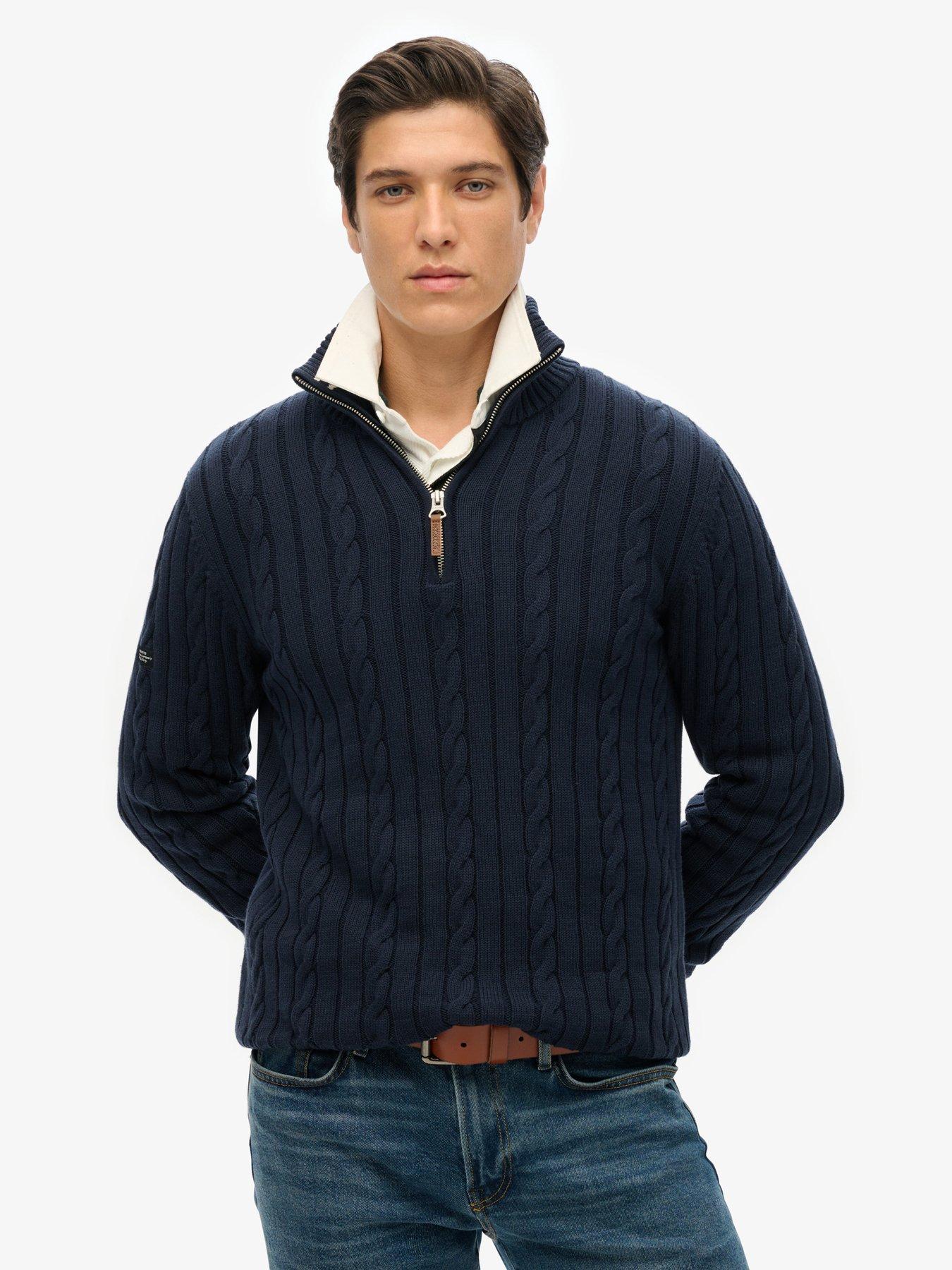 Superdry Preppy Cotton Cable Half Zip Knitted Jumper