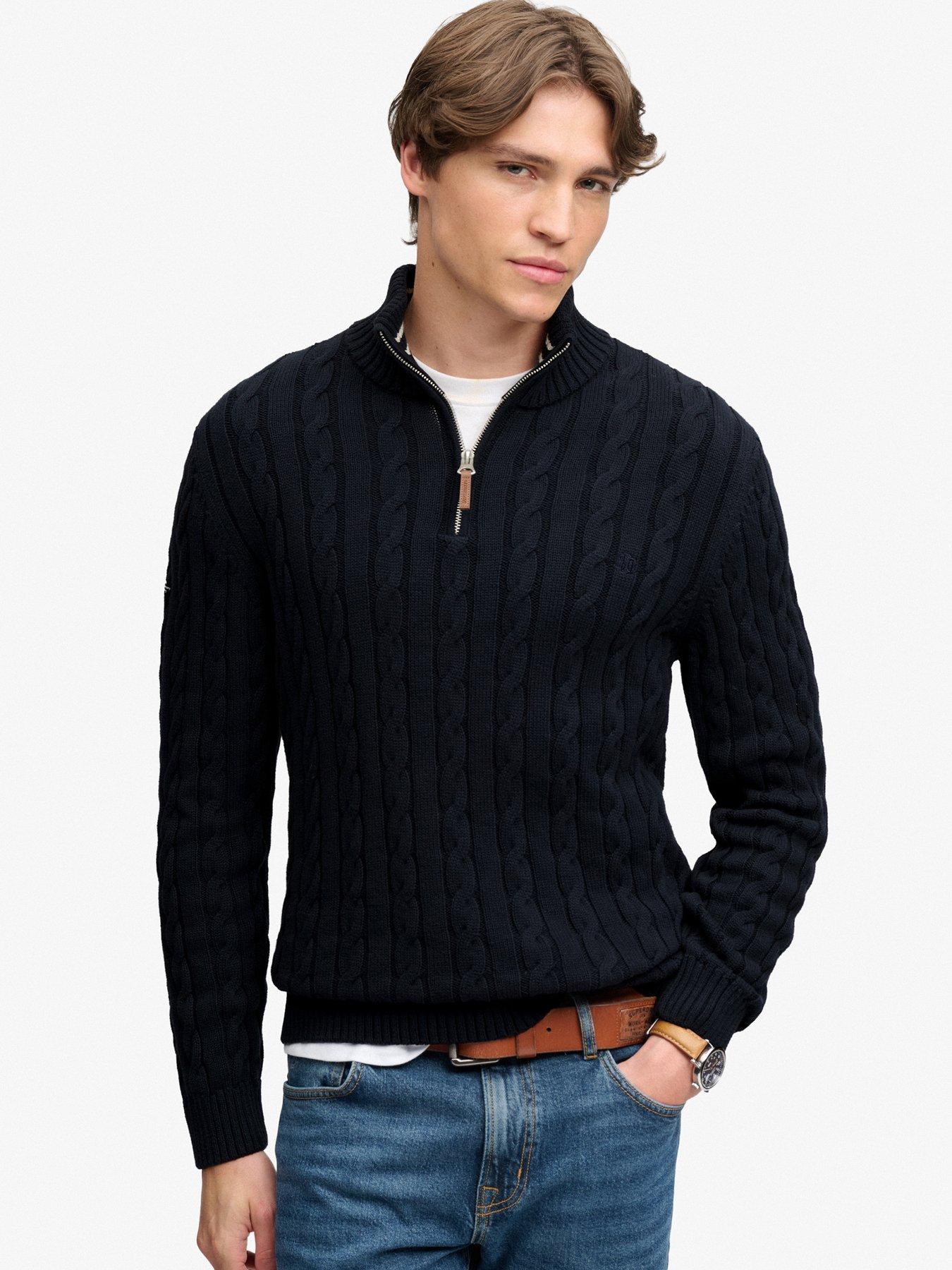 Superdry Preppy Cotton Cable Half Zip Knitted Jumper