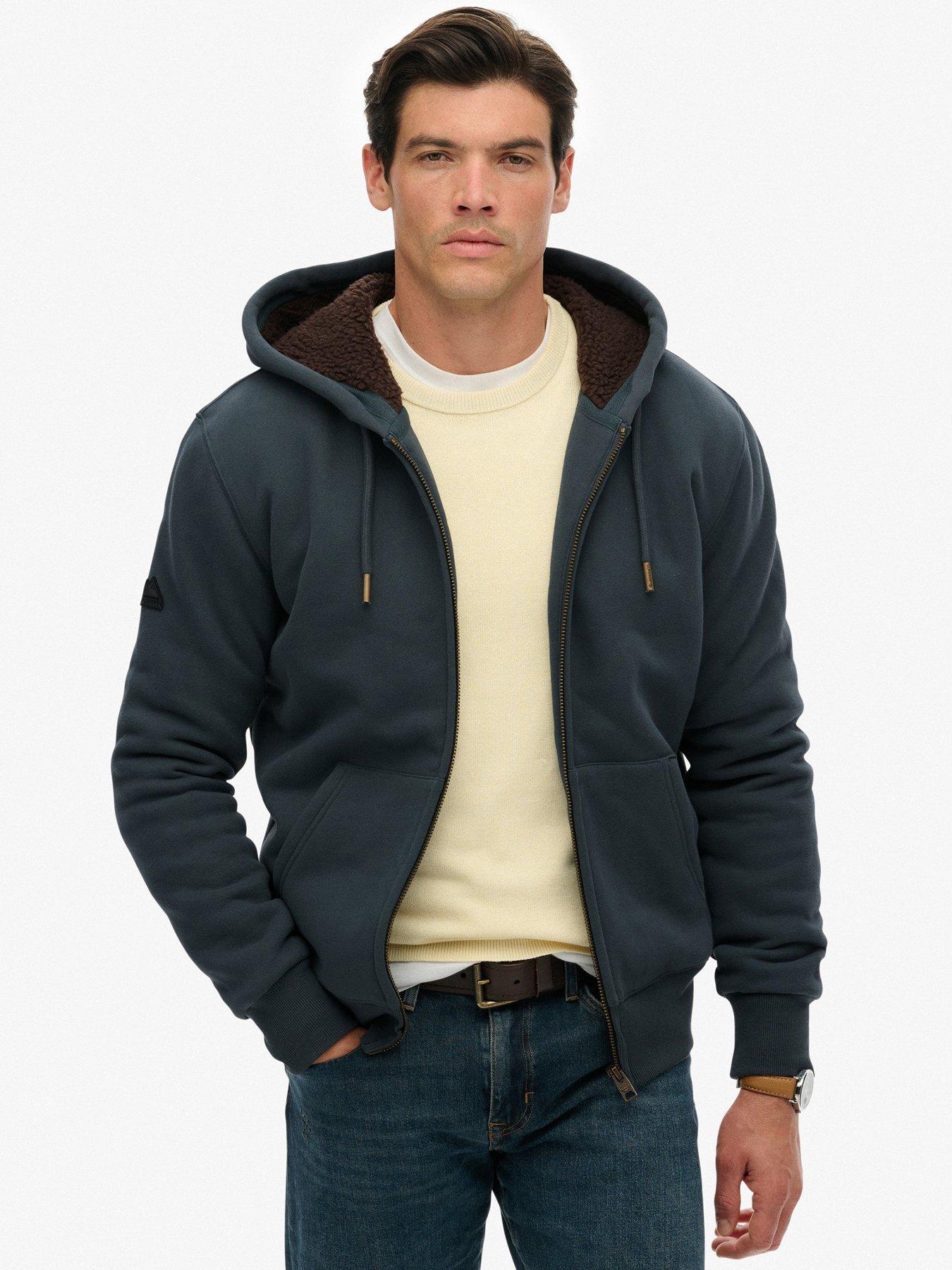  image of superdry-borg-lined-hoodie-navy