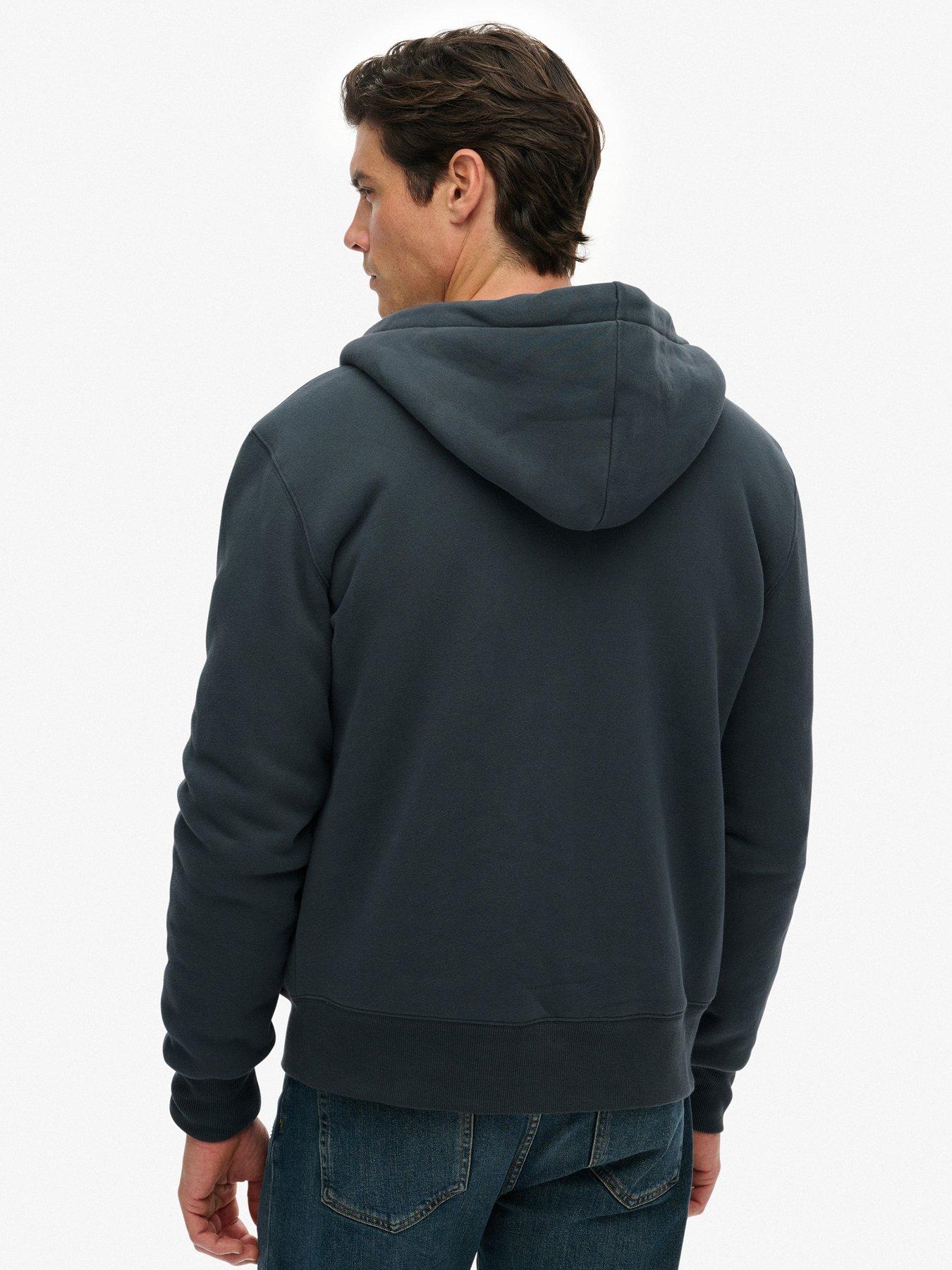  image of superdry-borg-lined-hoodie-navy
