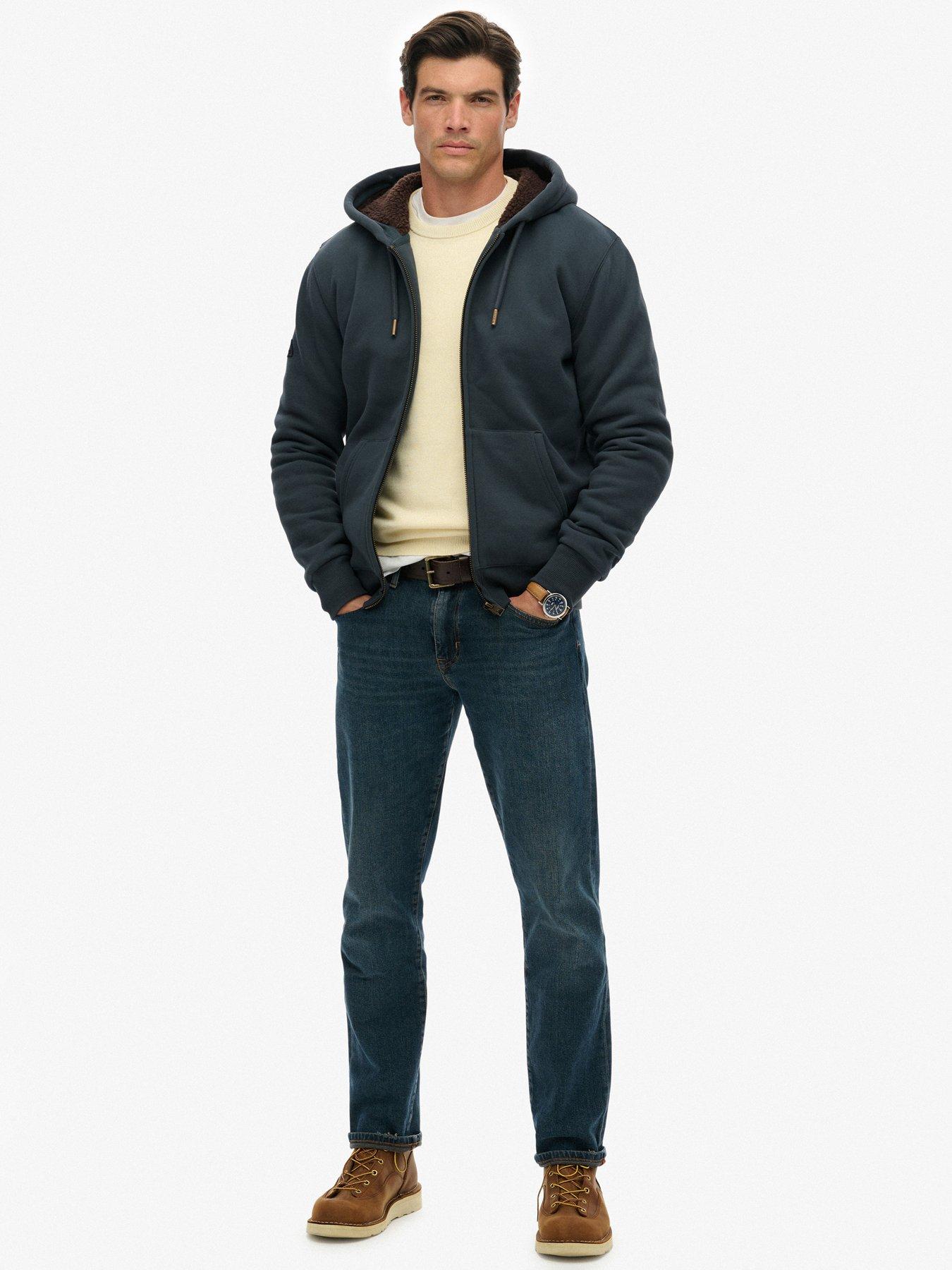  image of superdry-borg-lined-hoodie-navy