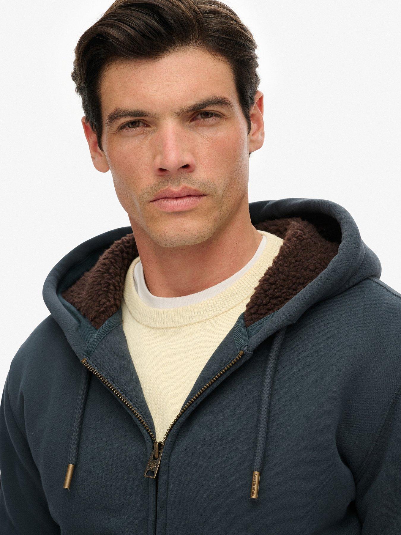  image of superdry-borg-lined-hoodie-navy