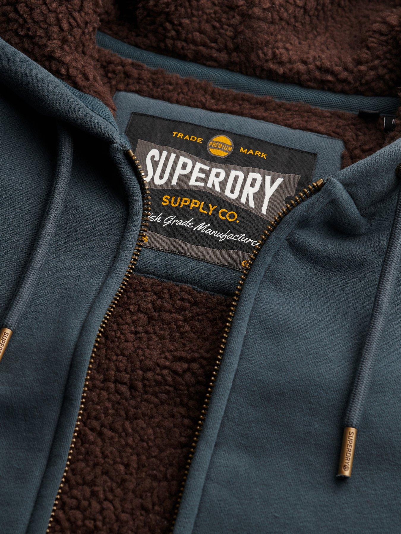  image of superdry-borg-lined-hoodie-navy