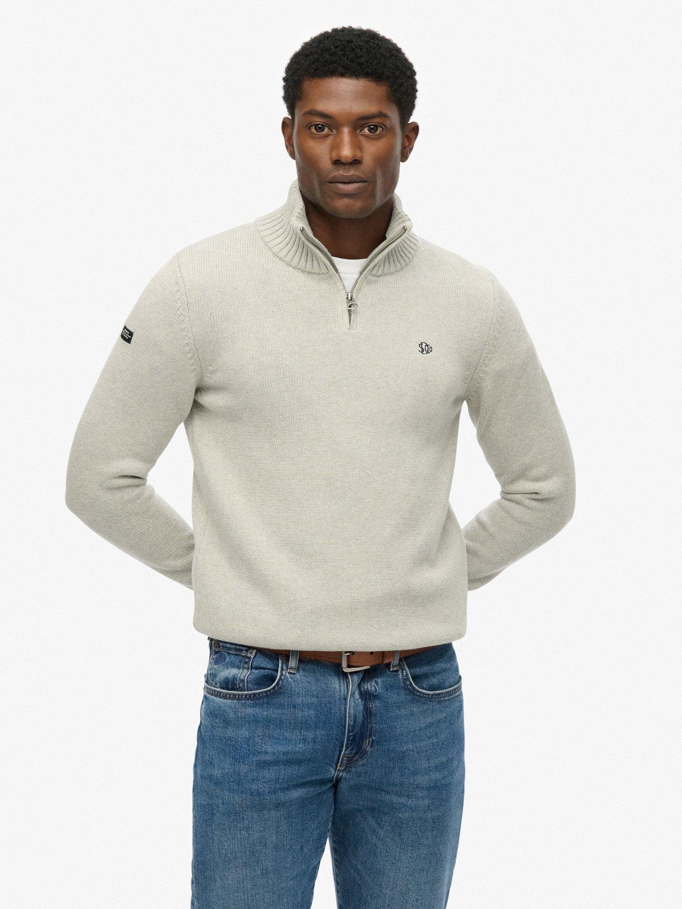  image of superdry-cotton-half-zip-knit-jumper