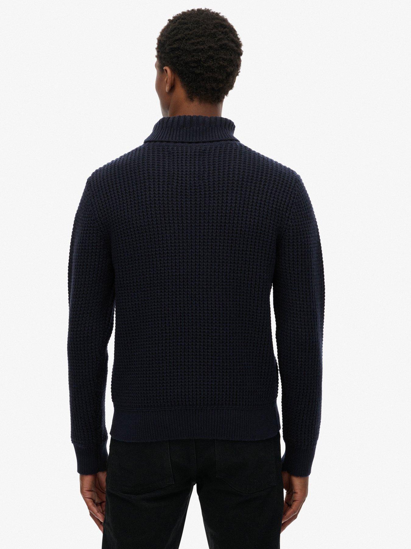  image of superdry-merchant-rib-roll-neck-knitted-jumper-black