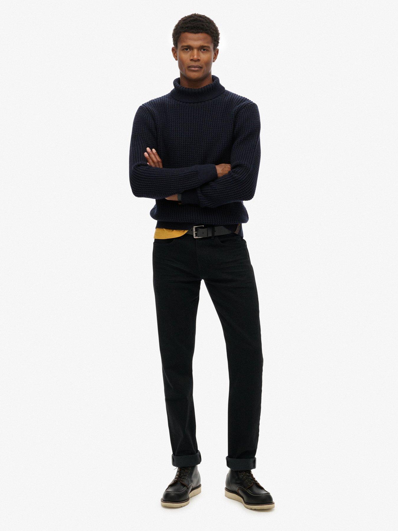  image of superdry-merchant-rib-roll-neck-knitted-jumper-black