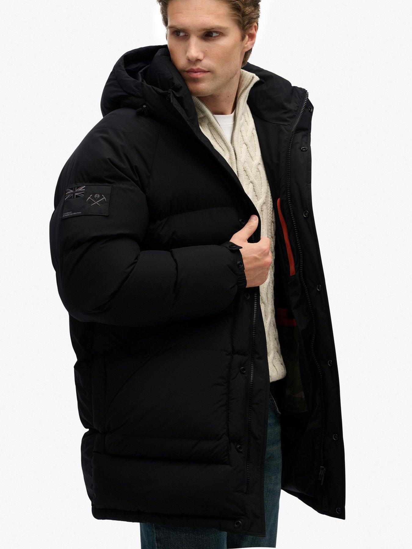 Image 5 of 7 of Superdry Longline Baffle Parka Jacket - Black