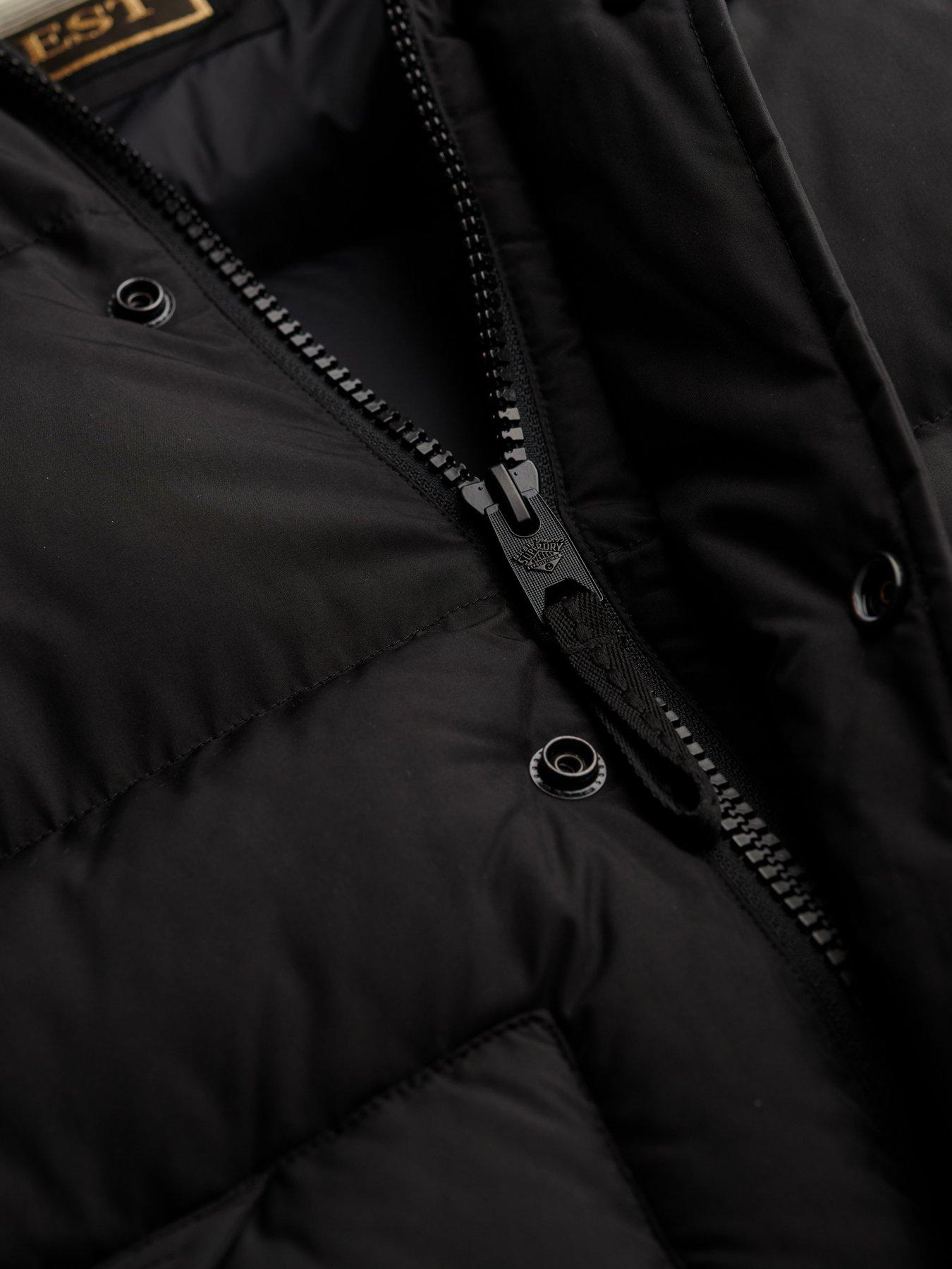 Image 7 of 7 of Superdry Longline Baffle Parka Jacket - Black