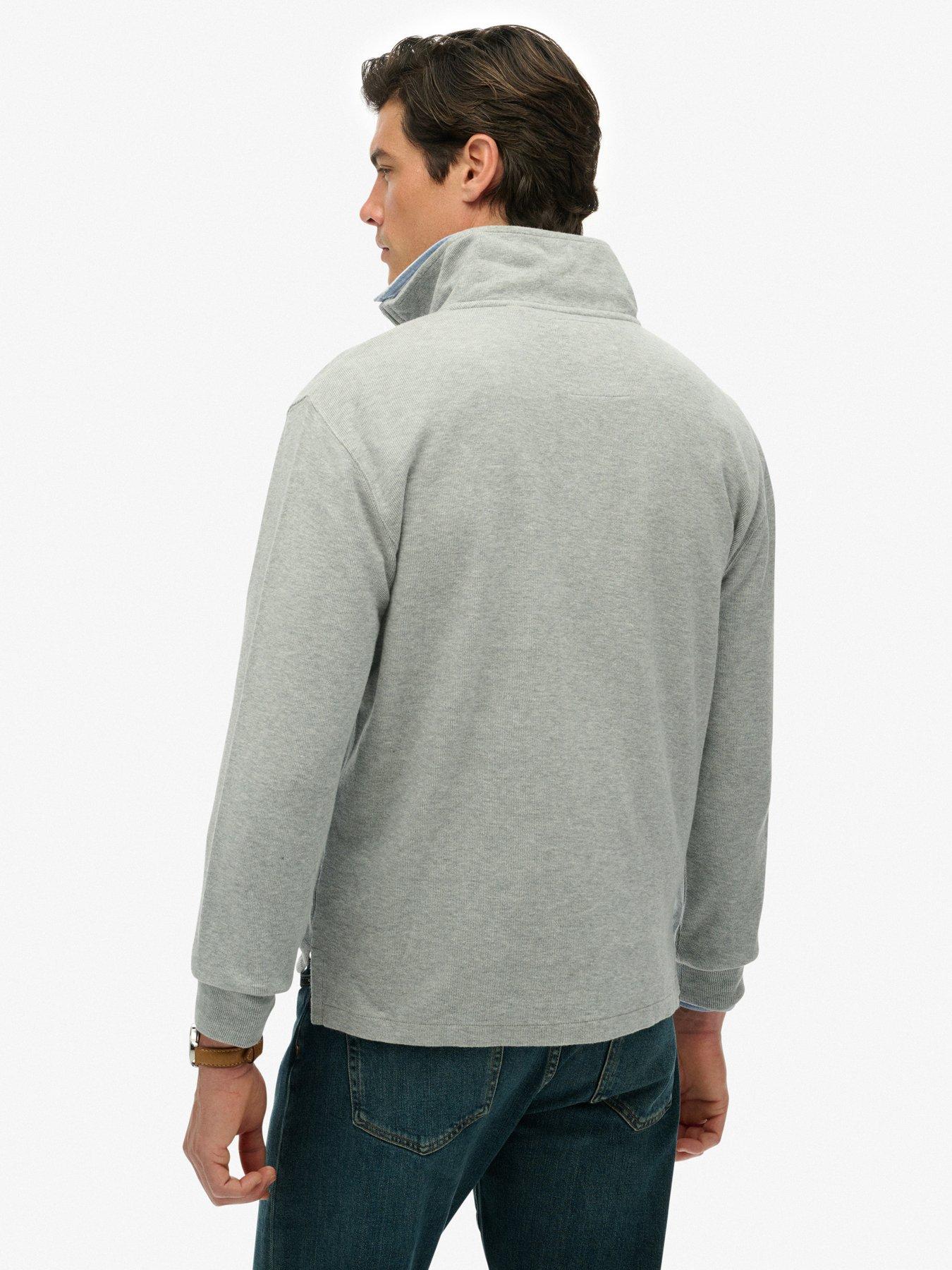  image of superdry-rib-half-zip-sweat-grey