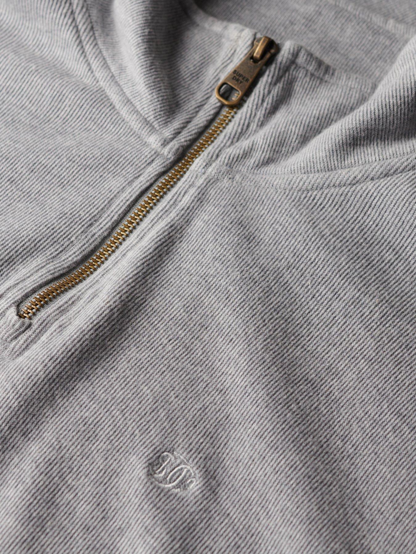  image of superdry-rib-half-zip-sweat-grey