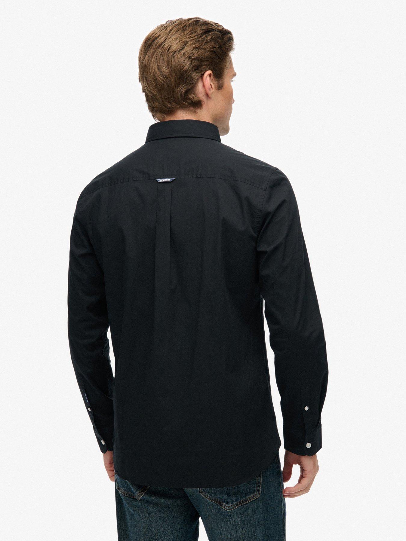 Image 2 of 6 of Superdry Essentials Tailored Long Sleeve Shirt - Black