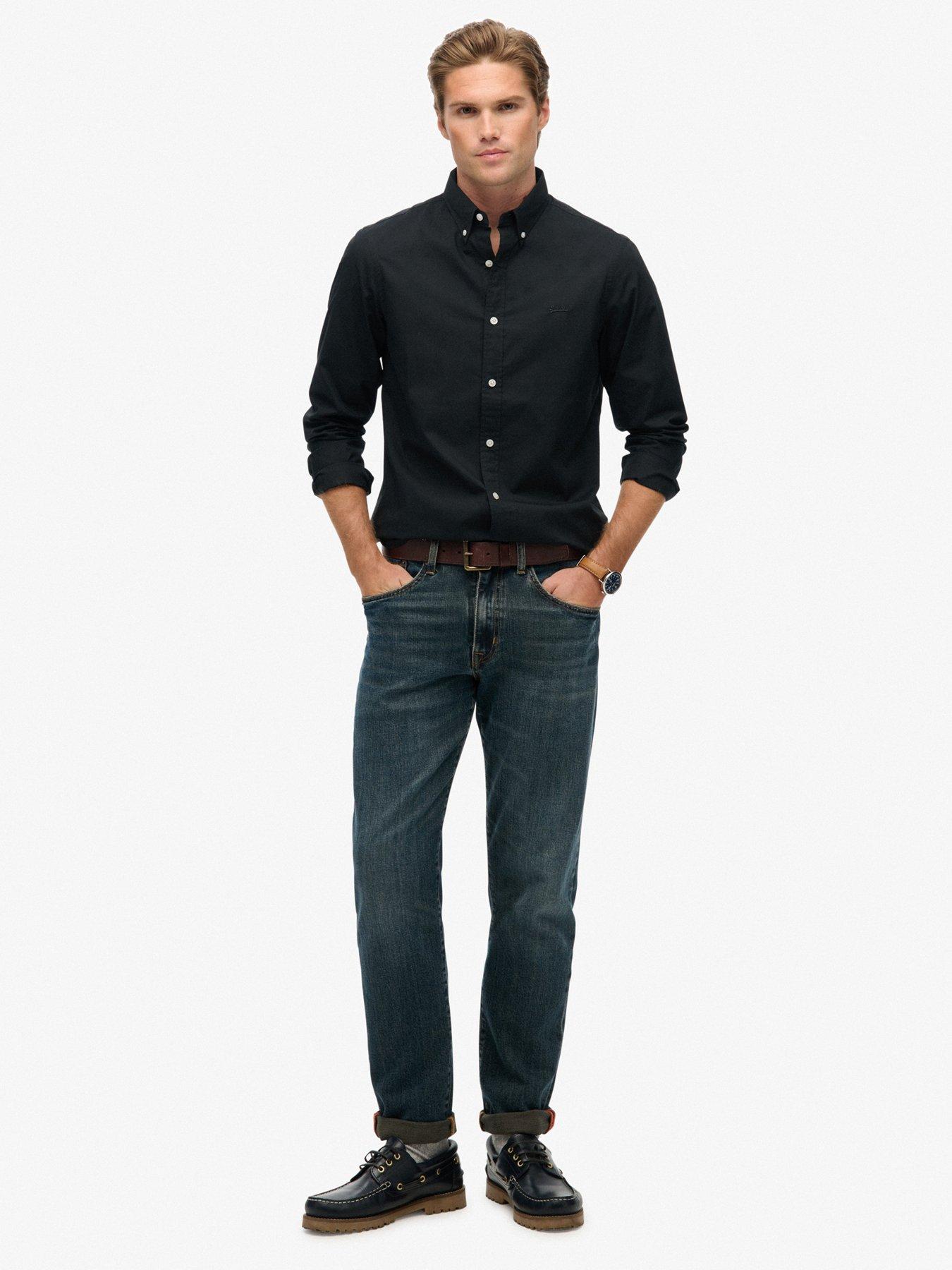 Image 3 of 6 of Superdry Essentials Tailored Long Sleeve Shirt - Black